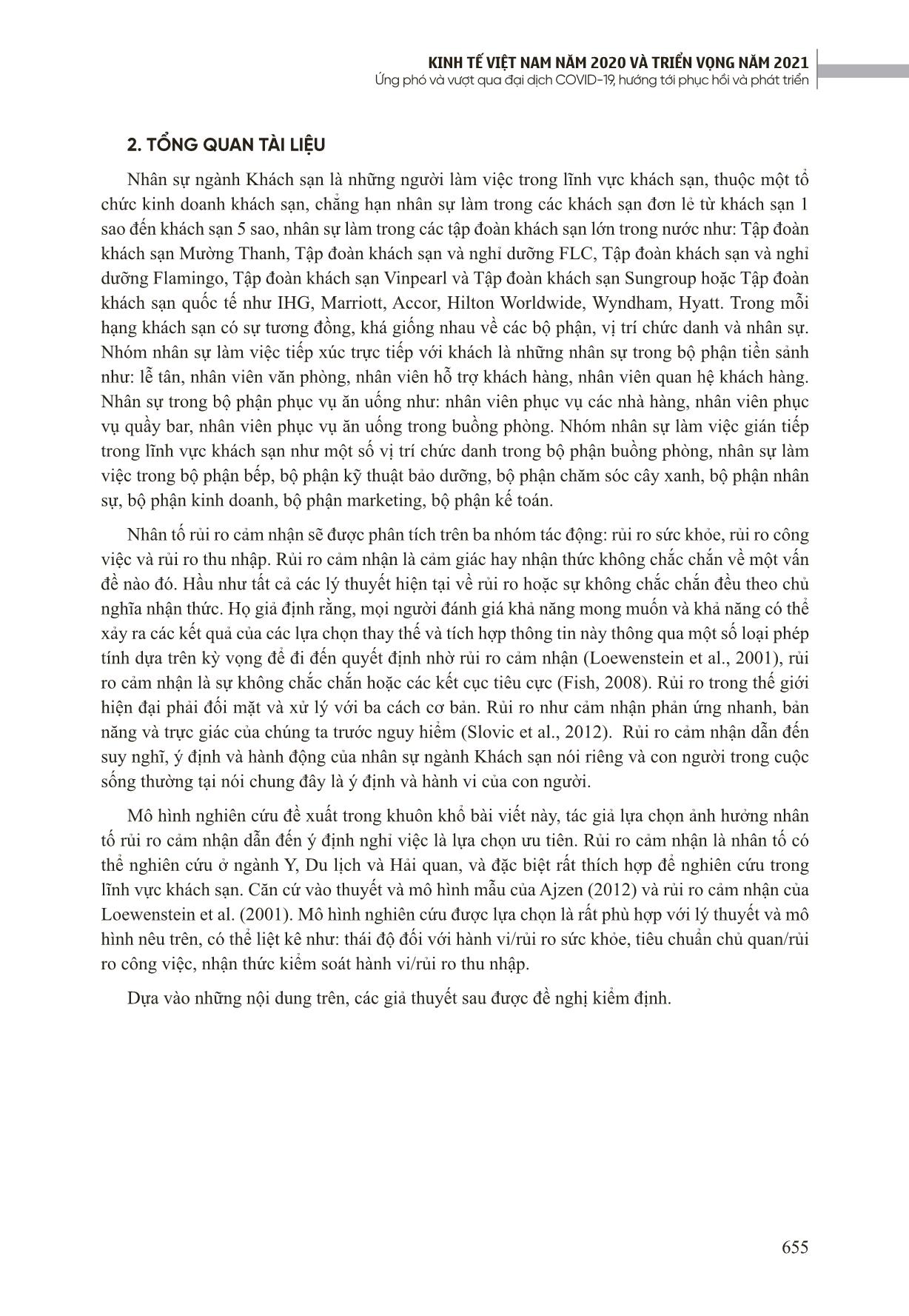 Rủi ro cảm nhận ảnh hưởng đến ý định nghỉ việc của nhân sự ngành khách sạn trong mùa dịch Covid-19 trang 2