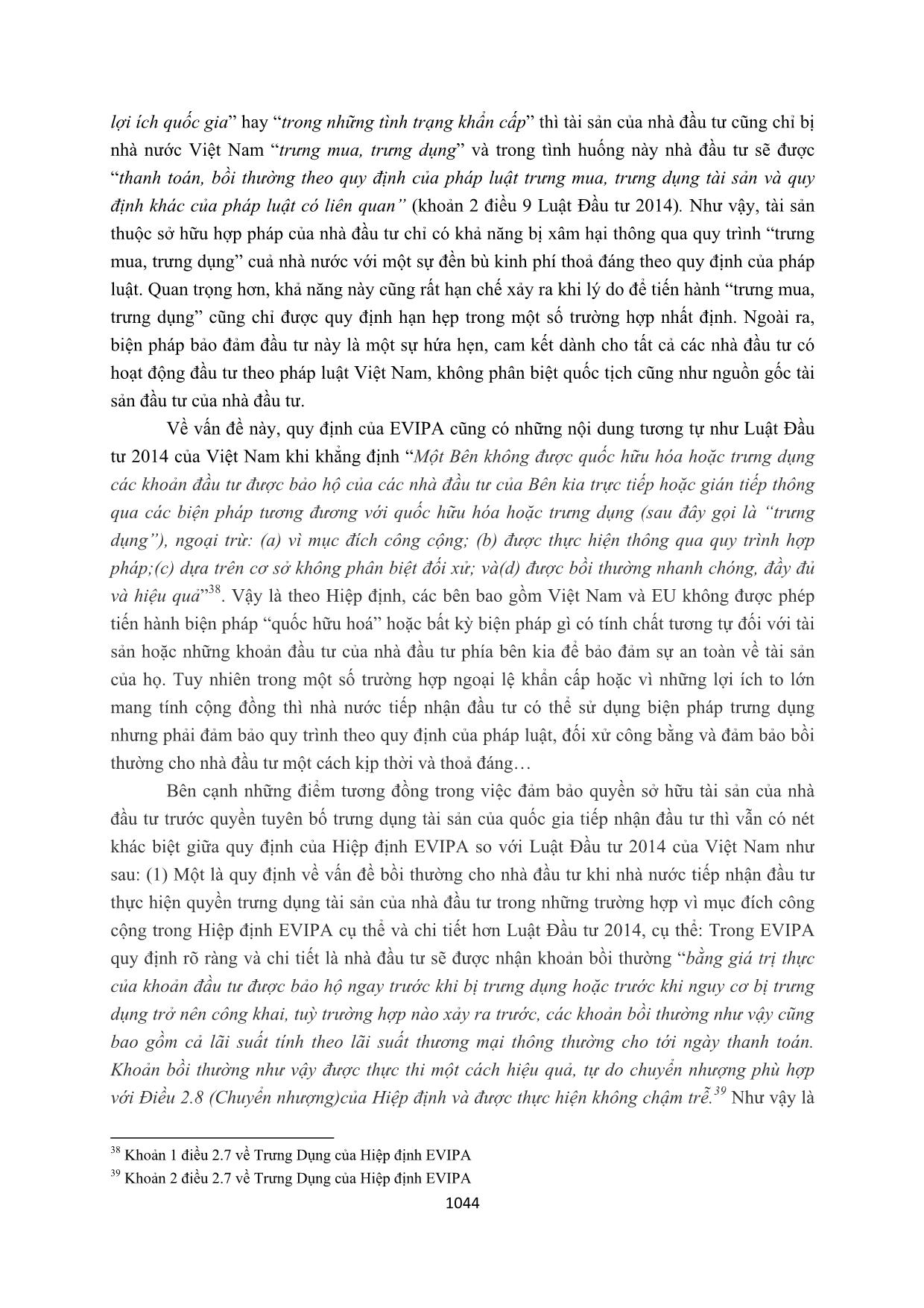 Sự tương thích giữa quy định pháp luật Việt Nam hiện hành về bảo đảm đầu tư và quy định của hiệp định EVIPA về bảo hộ đầu tư trang 6