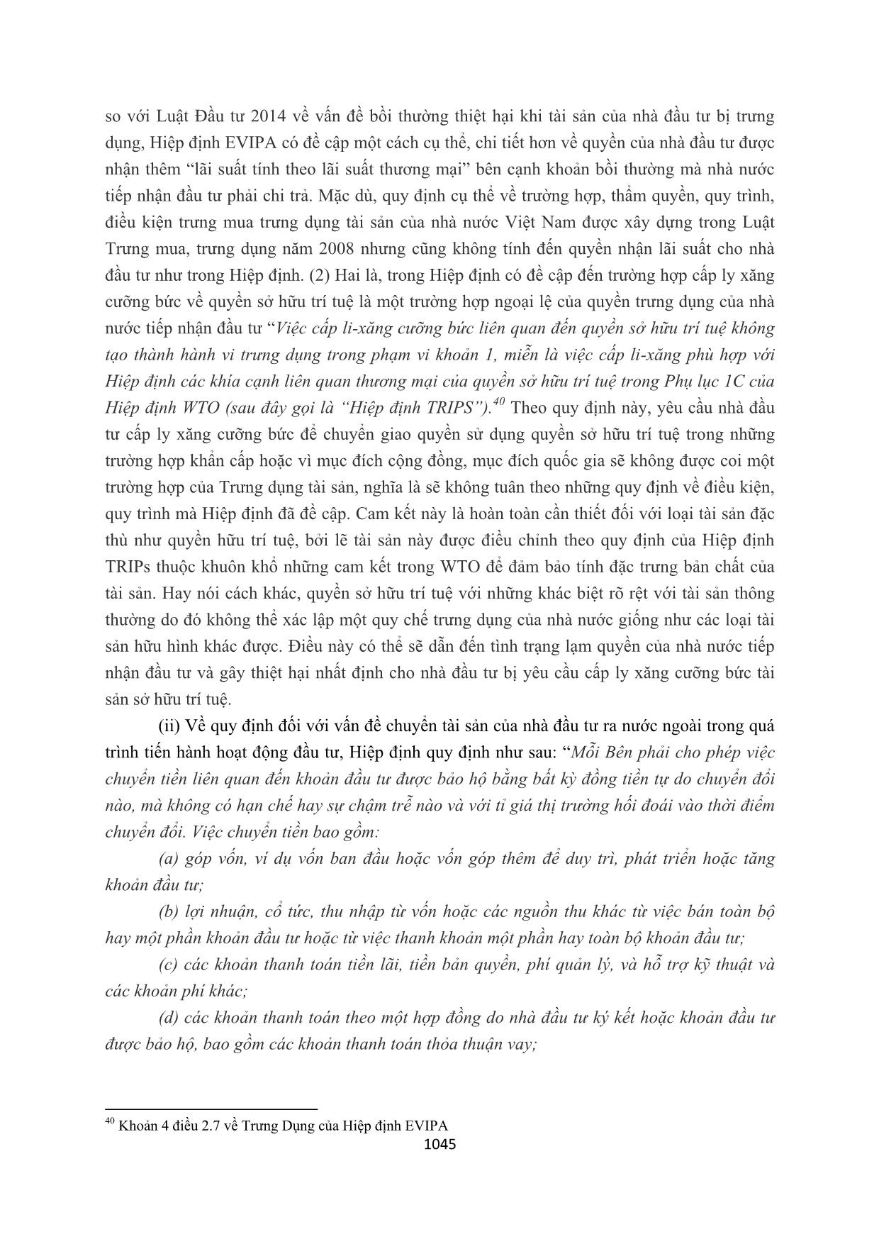 Sự tương thích giữa quy định pháp luật Việt Nam hiện hành về bảo đảm đầu tư và quy định của hiệp định EVIPA về bảo hộ đầu tư trang 7