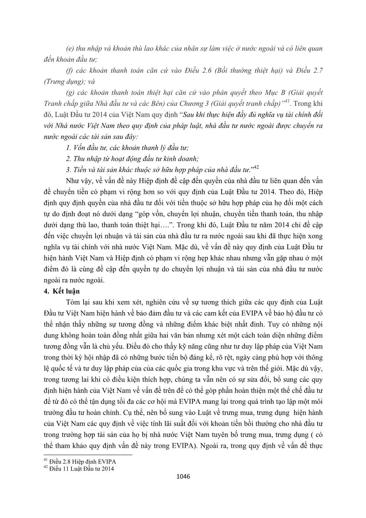 Sự tương thích giữa quy định pháp luật Việt Nam hiện hành về bảo đảm đầu tư và quy định của hiệp định EVIPA về bảo hộ đầu tư trang 8