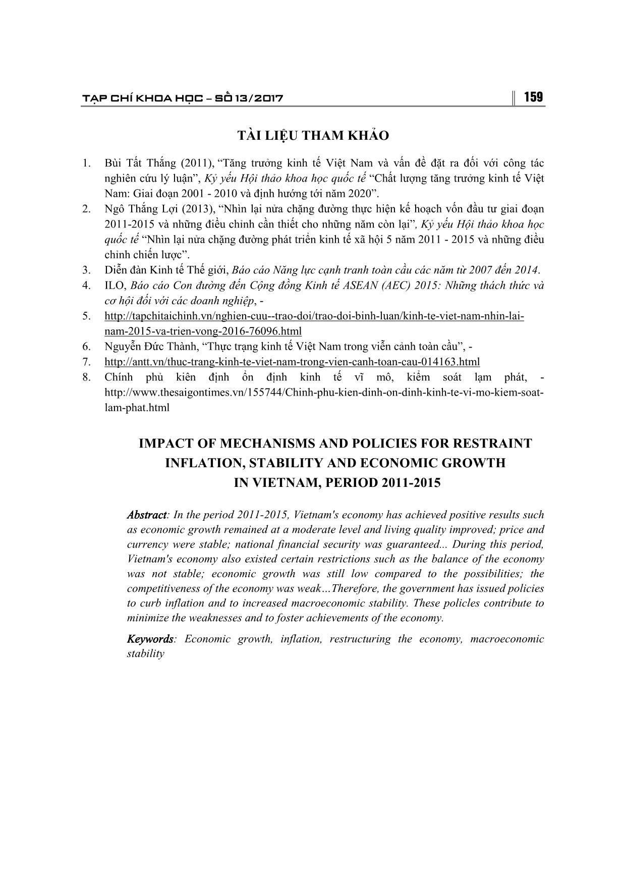 Tác động của cơ chế, chính sách đối với kiềm chế lạm phát, ổn định và tăng trưởng kinh tế của Việt Nam giai đoạn 2011-2015 trang 10