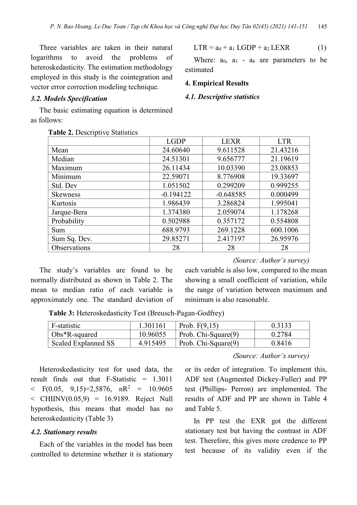 Testing the tourism - Led growth hypothesis for Vietnam trang 5