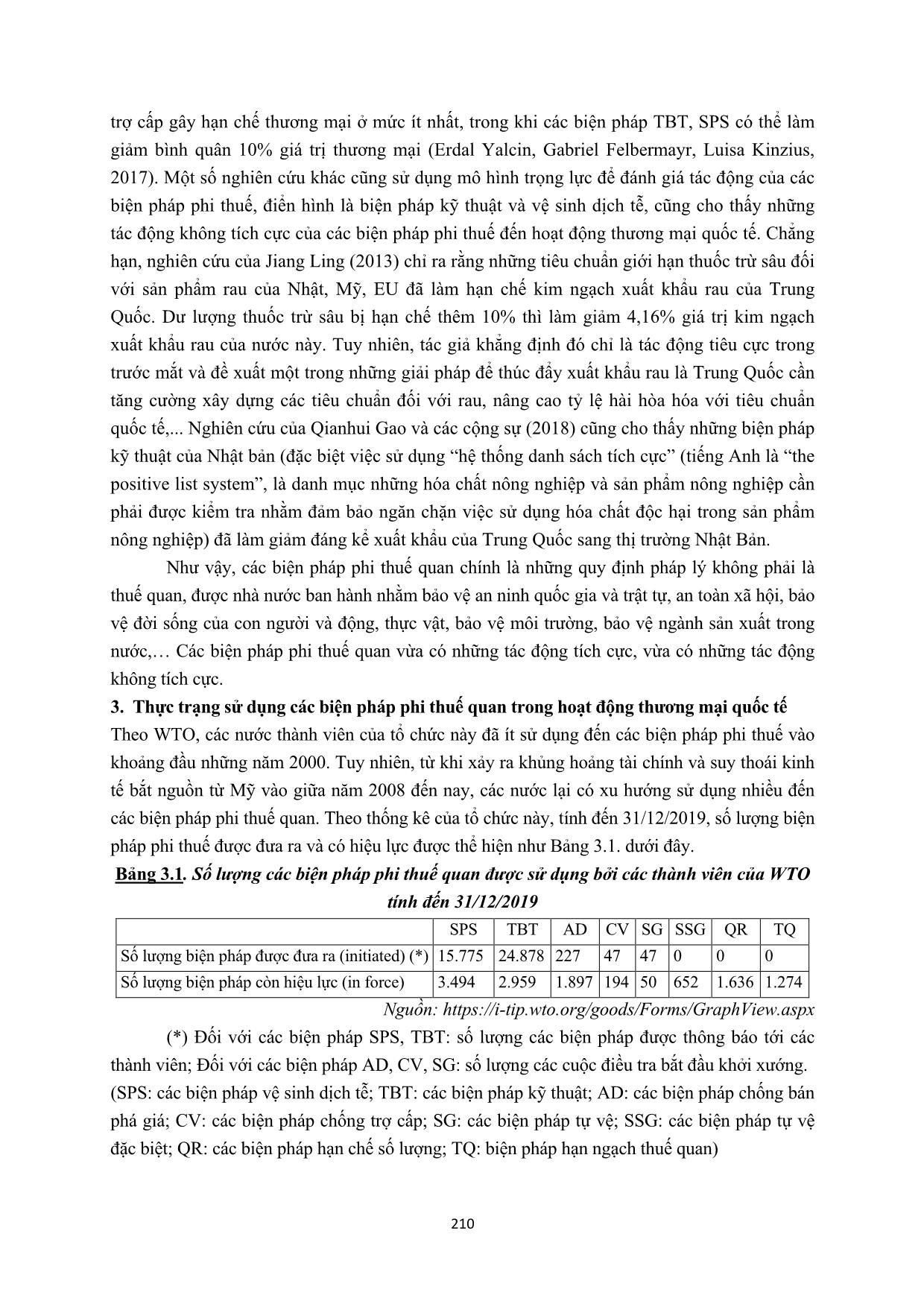 Thực trạng sử dụng các biện pháp phi thuế quan trong hoạt động thương mại quốc tế và hàm ý chính sách cho Việt Nam trang 6