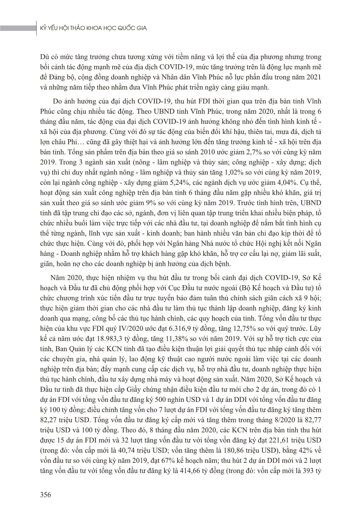 Thu hút vốn đầu tư trực tiếp nước ngoài trên địa bàn tỉnh Vĩnh Phúc trước tác động của đại dịch Covid-19 trang 7