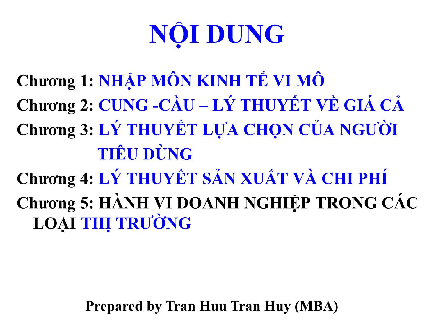 Bài giảng Kinh tế vi mô - Trần Thanh Hiền trang 3