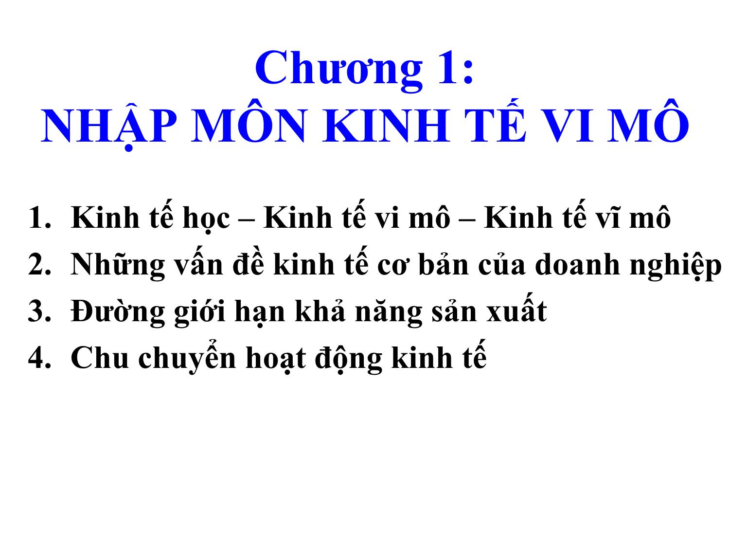 Bài giảng Kinh tế vi mô - Trần Thanh Hiền trang 4