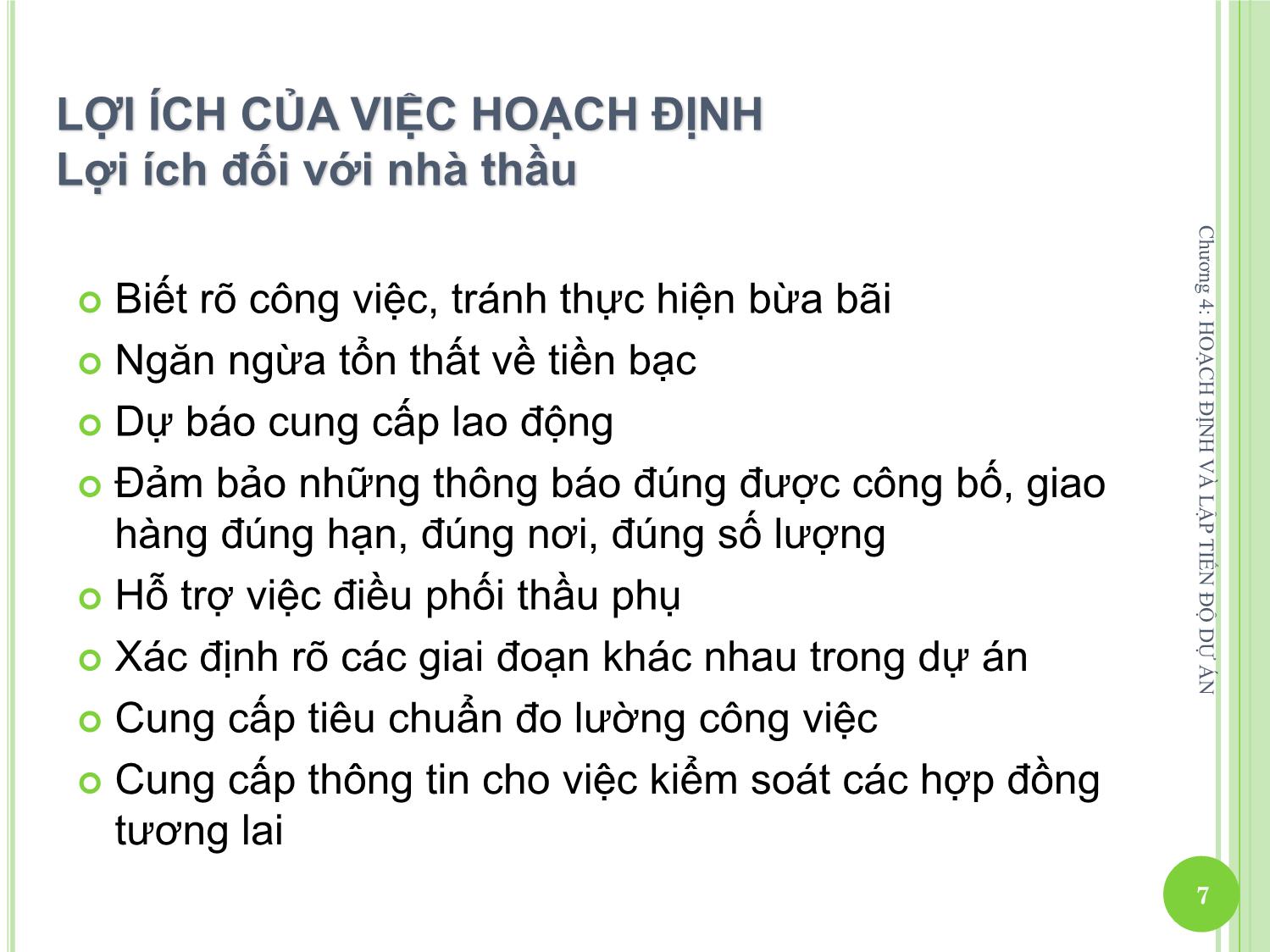 Bài giảng Quản lý dự án một nghề nghiệp mới - Chương 4: Hoạch định và lập tiến độ dự án trang 7