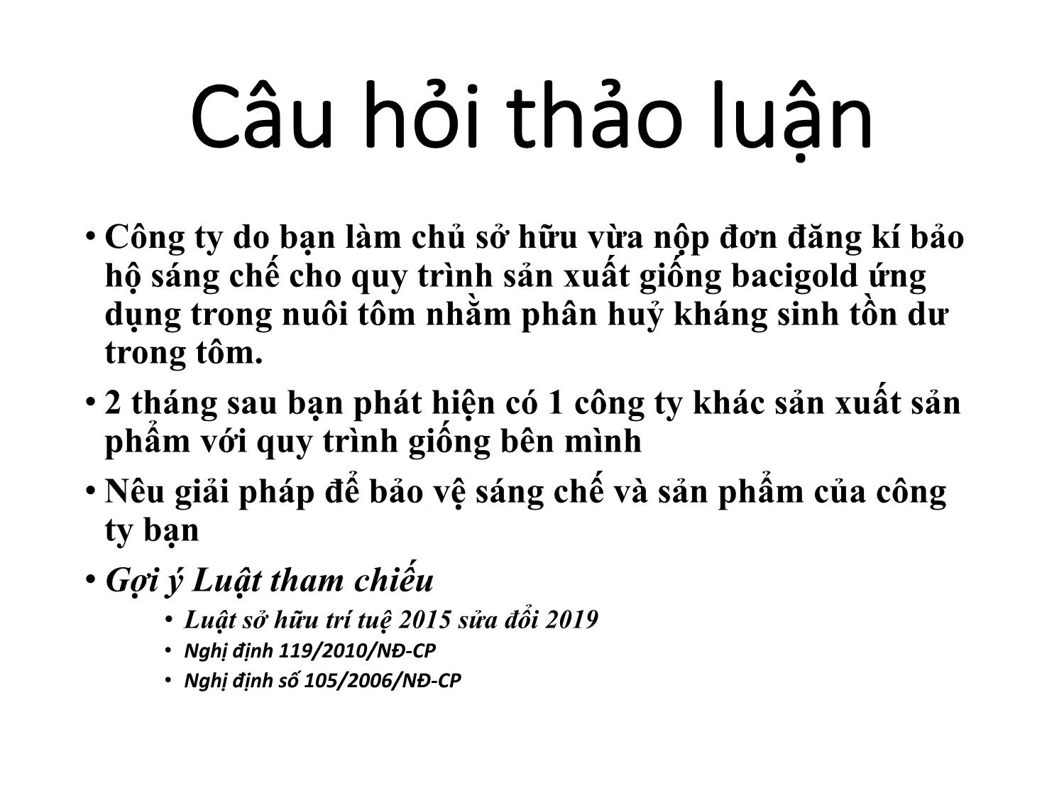 Bài giảng Quản trị tài sản trí tuệ và chuyển giao công nghệ trong các lĩnh vực khoa học tự nhiên và công nghệ - Bài 3: Quản trị quyền đối với bằng độc quyền sáng chế và giải pháp hữu ích - Vũ Bích Ngọc trang 2