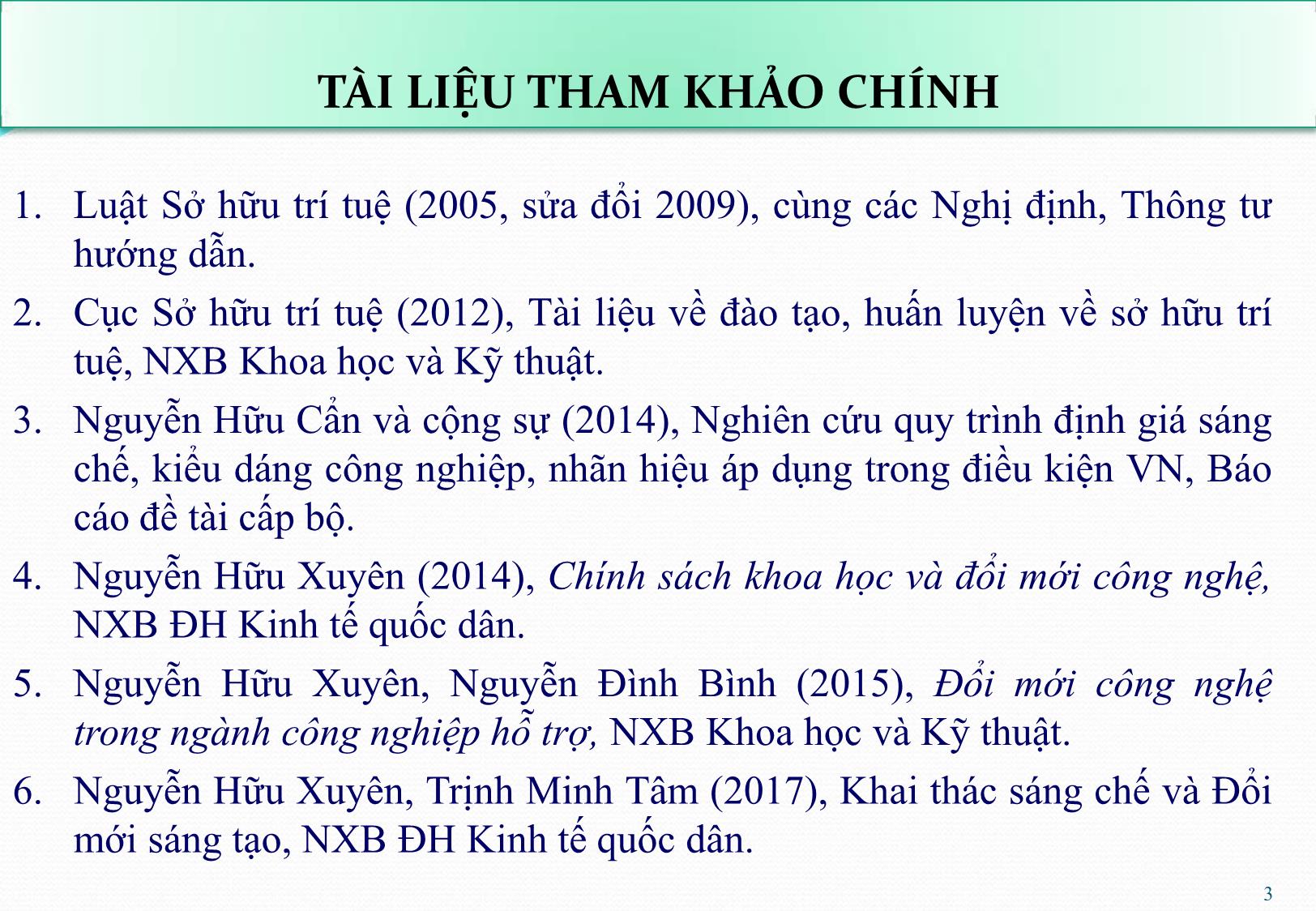 Bài giảng Thực tiễn định giá tài sản trí tuệ ở Việt Nam - Nguyễn Hữu Xuyên trang 3