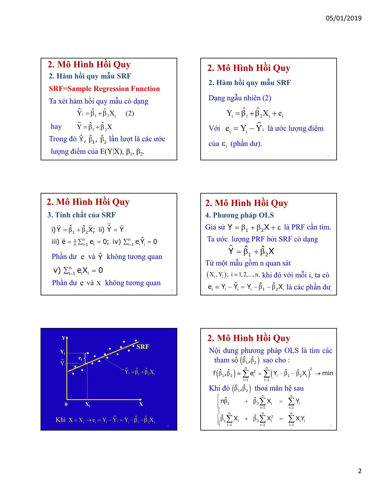 Bài giảng Kinh tế lượng - Chương 1: Hồi quy đơn (Simple regression) - Nguyễn Trung Đông trang 2