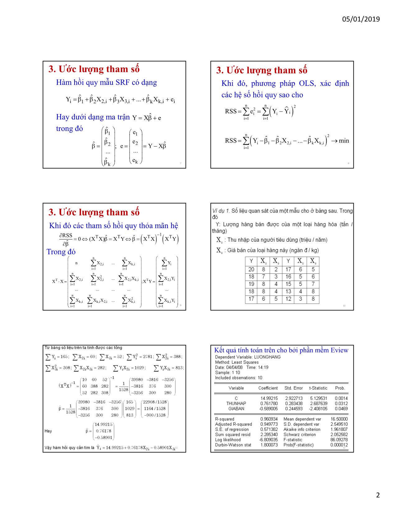 Bài giảng Kinh tế lượng - Chương 2: Hồi quy bội (Multiple regression) - Nguyễn Trung Đông trang 2