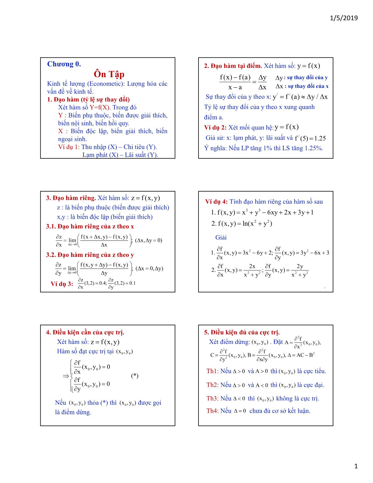 Slide bài giảng và bài tập môn Kinh tế lượng (Econometric) - Nguyễn Trung Đông trang 3