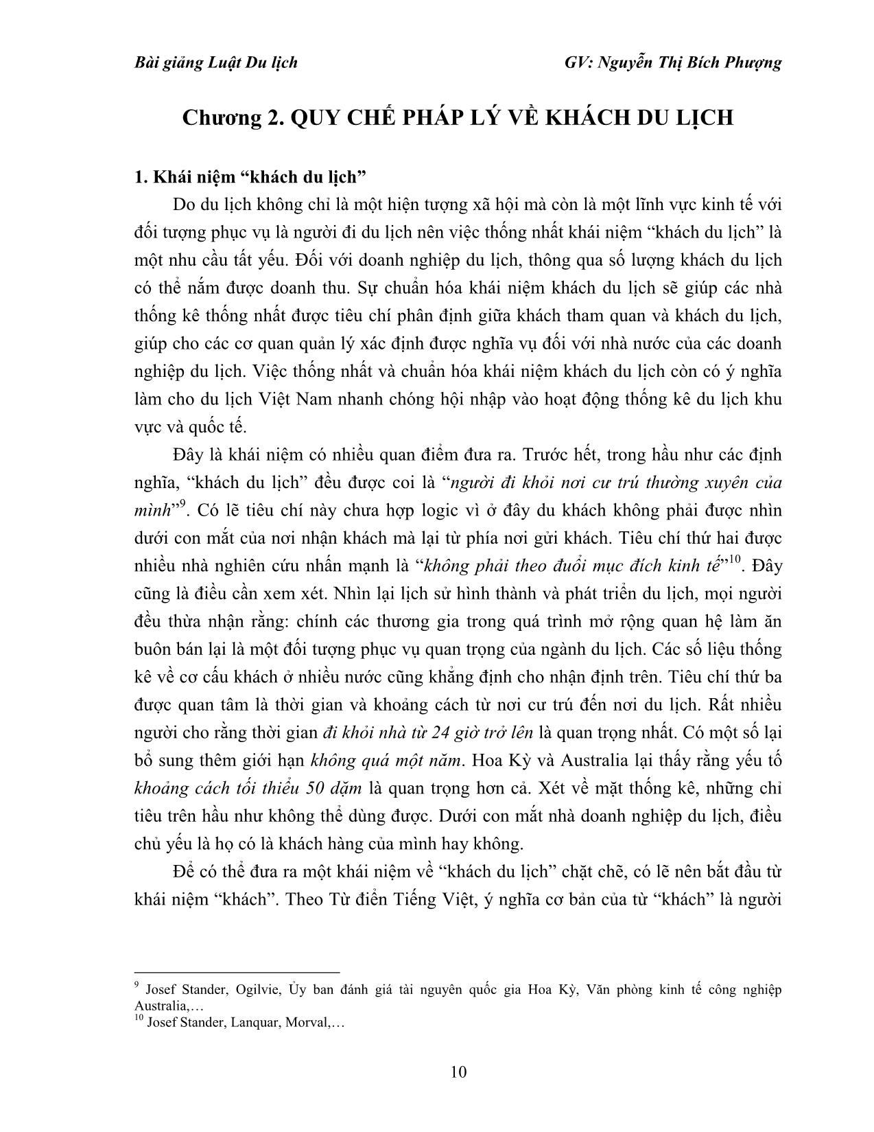 Bài giảng Luật du lịch - Nguyễn Thị Bích Phượng trang 10