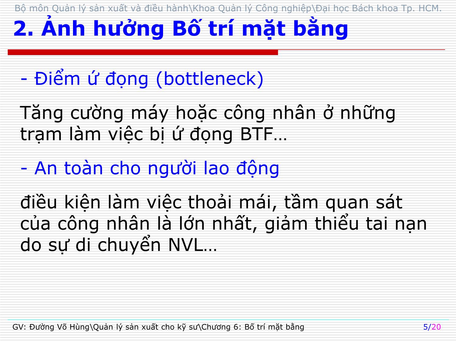 Bài giảng Quản lý sản xuất cho kỹ sư - Chương 6: Bố trí mặt bằng - Đường Võ Hùng trang 5