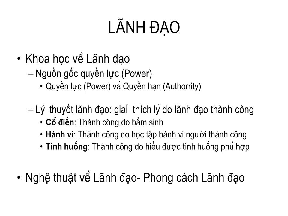 Bài giảng Tổ chức dự án - Chương 5: Lãnh đạo trang 1