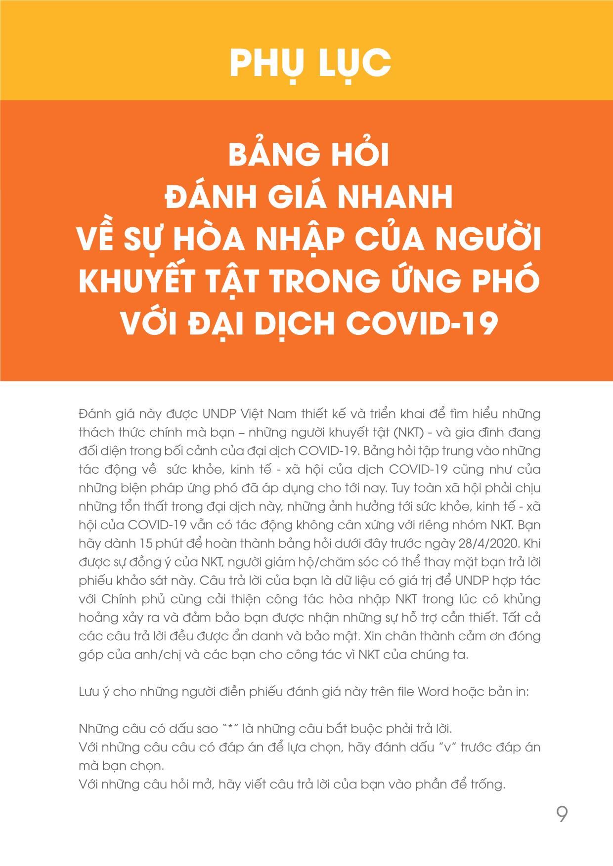 Báo cáo đánh giá nhanh về tác động kinh tế - xã hội của đại dịch Covid-19 đối với người khuyết tật tại Việt Nam trang 10