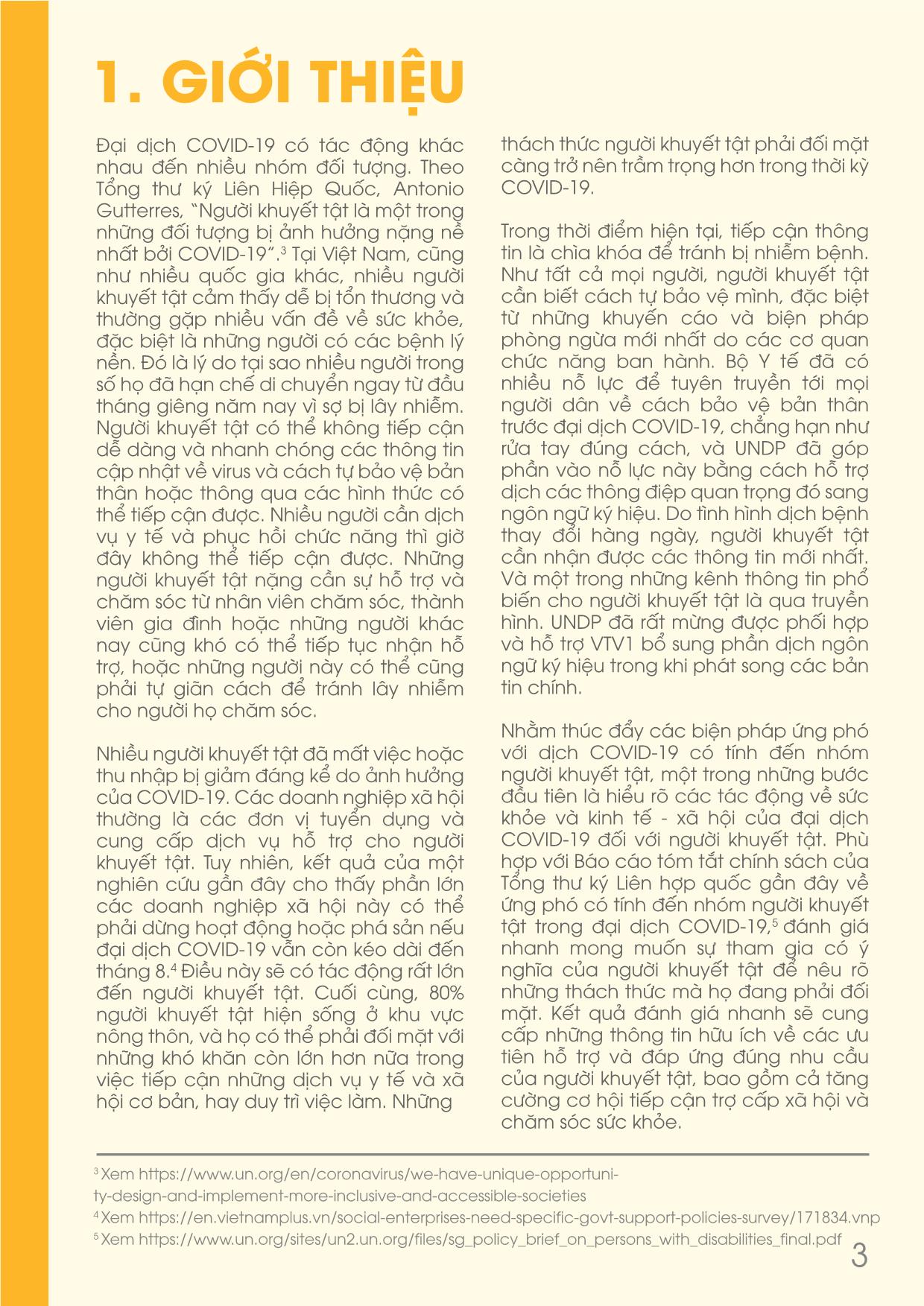 Báo cáo đánh giá nhanh về tác động kinh tế - xã hội của đại dịch Covid-19 đối với người khuyết tật tại Việt Nam trang 4