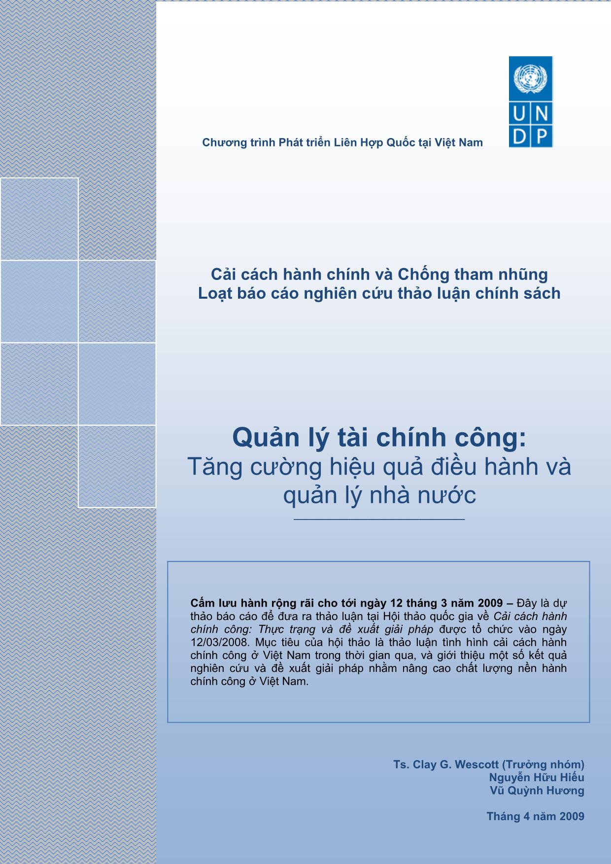 Tài liệu Quản lý tài chính công: Tăng cường hiệu quả điều hành và quản lý nhà nước trang 1