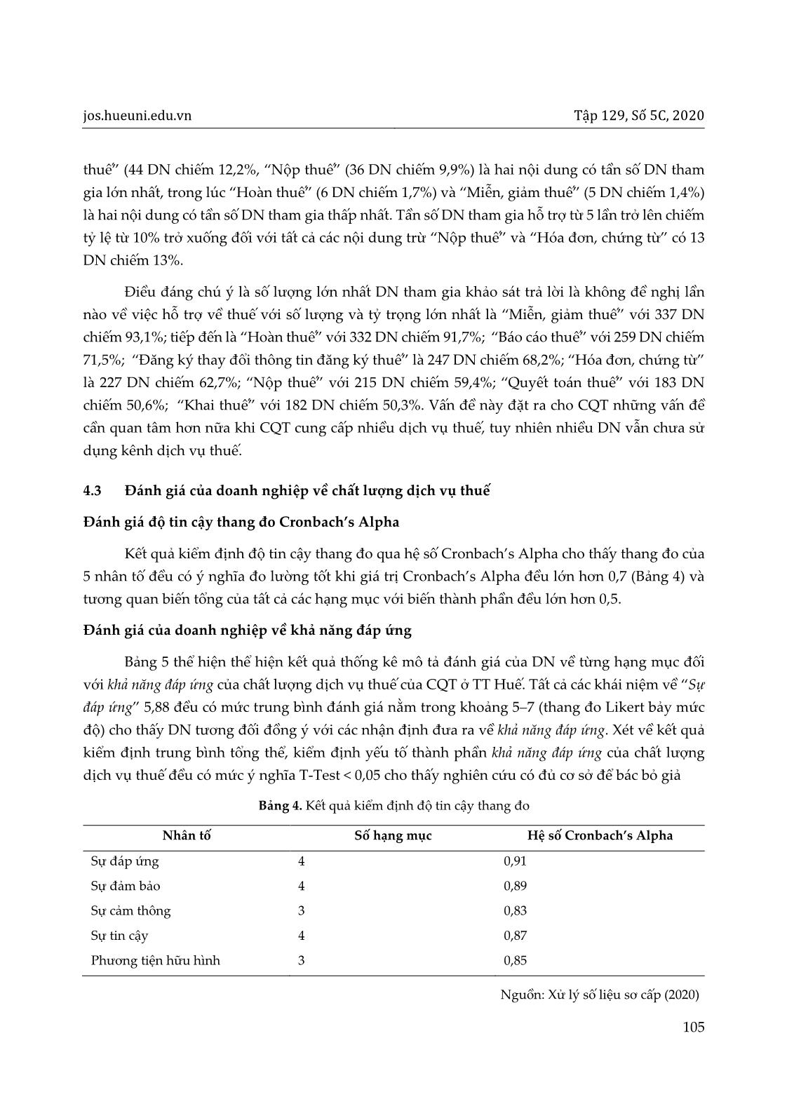 Chất lượng dịch vụ thuế cho doanh nghiệp: Trường hợp nghiên cứu tại Thừa Thiên Huế trang 9