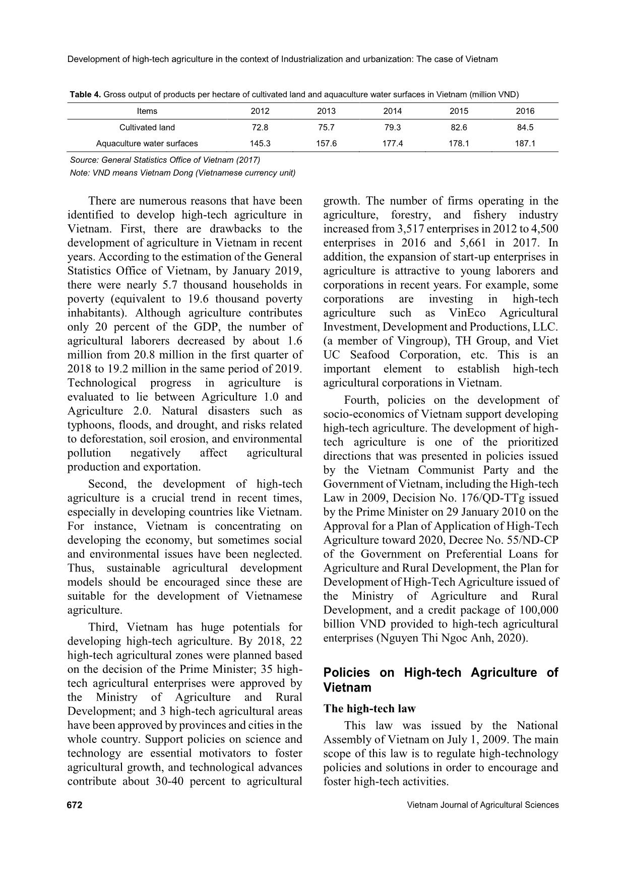 Development of high-tech agriculture in the context of industrialization and urbanization: The case of Vietnam trang 10