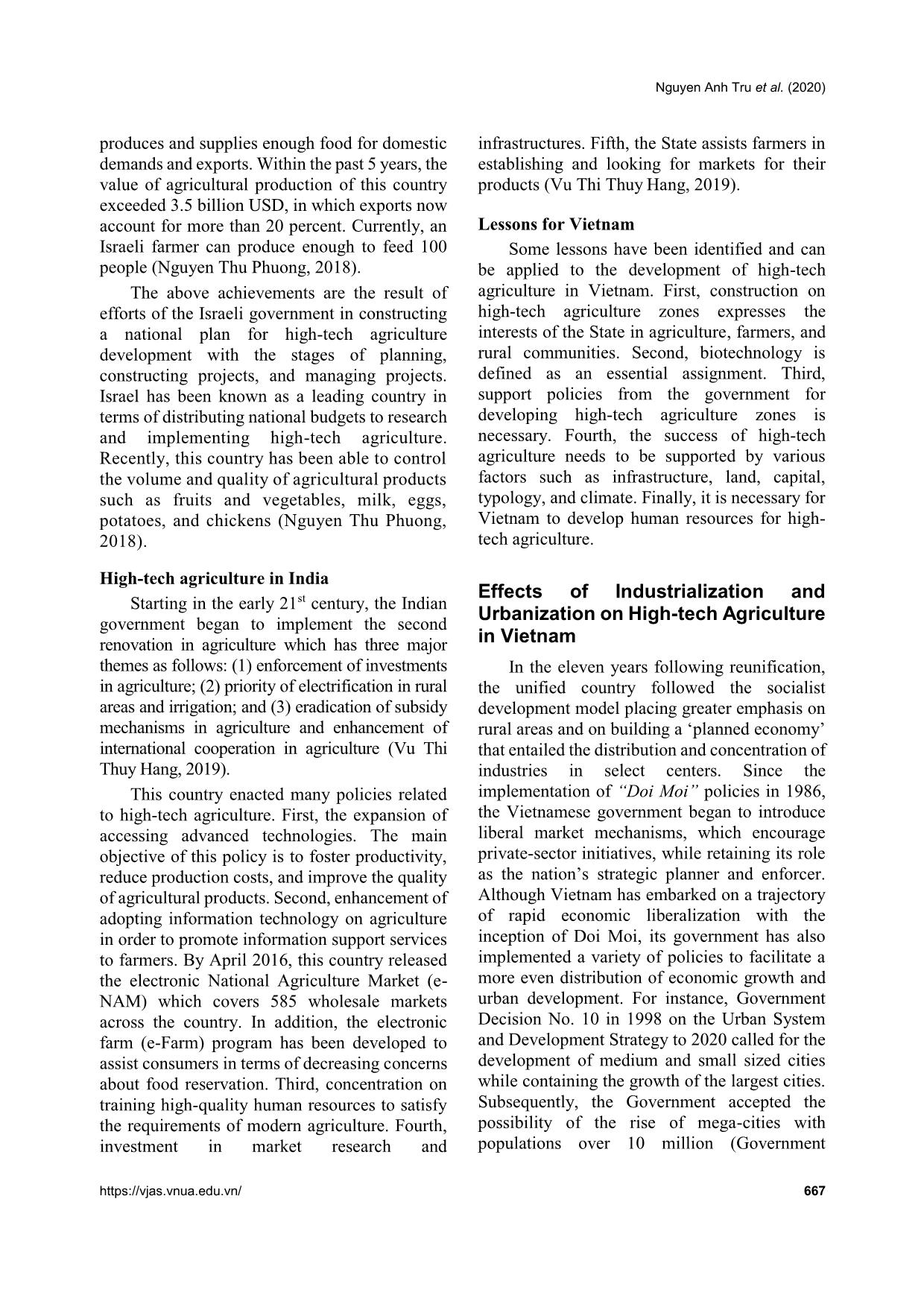 Development of high-tech agriculture in the context of industrialization and urbanization: The case of Vietnam trang 5