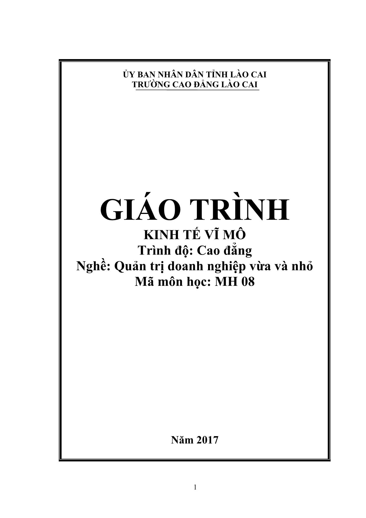 Giáo trình Kinh tế vĩ mô trang 1