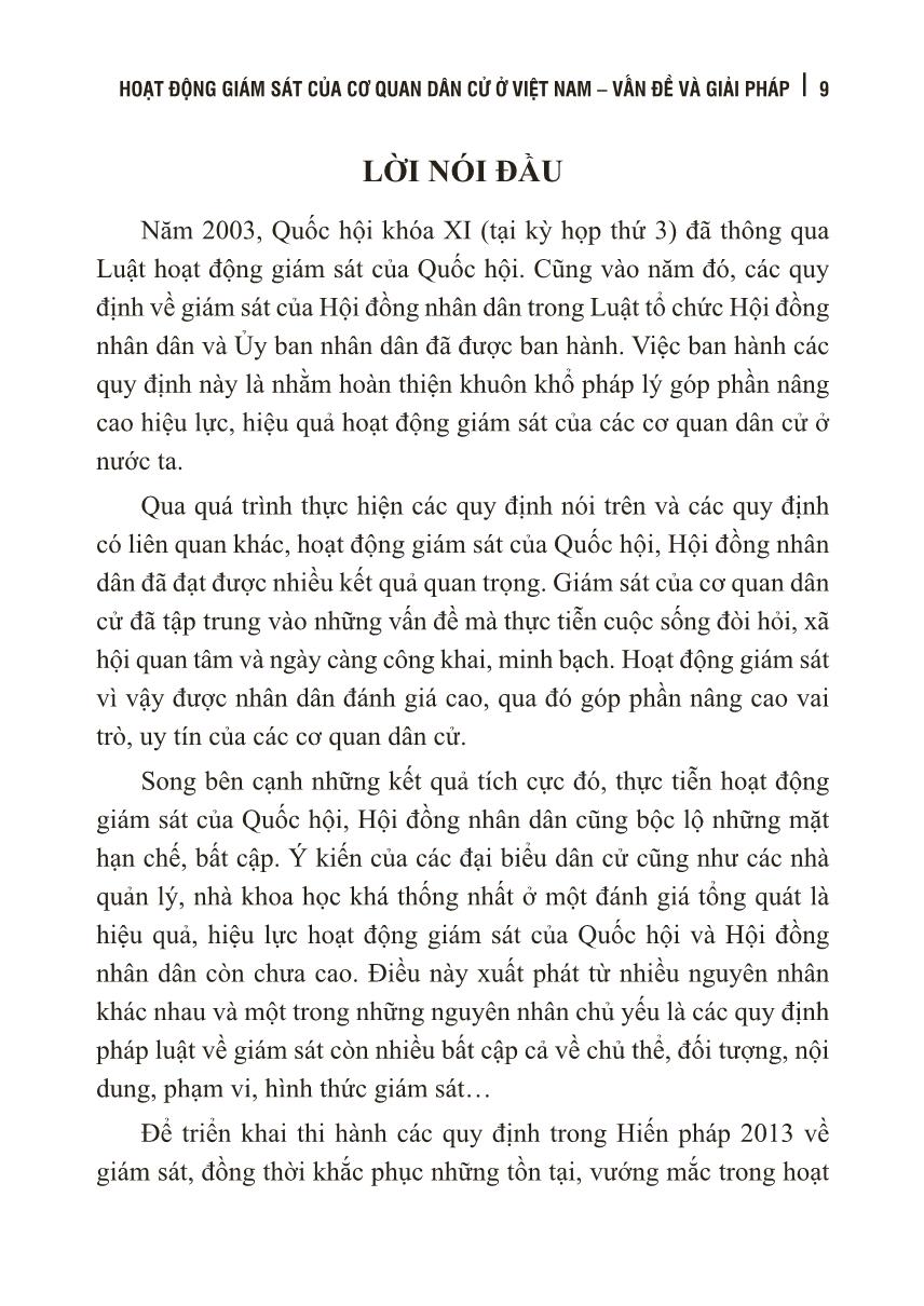 Tài liệu Hoạt động giám sát của cơ quan dân cử ở Việt Nam vấn đề và giải pháp trang 9