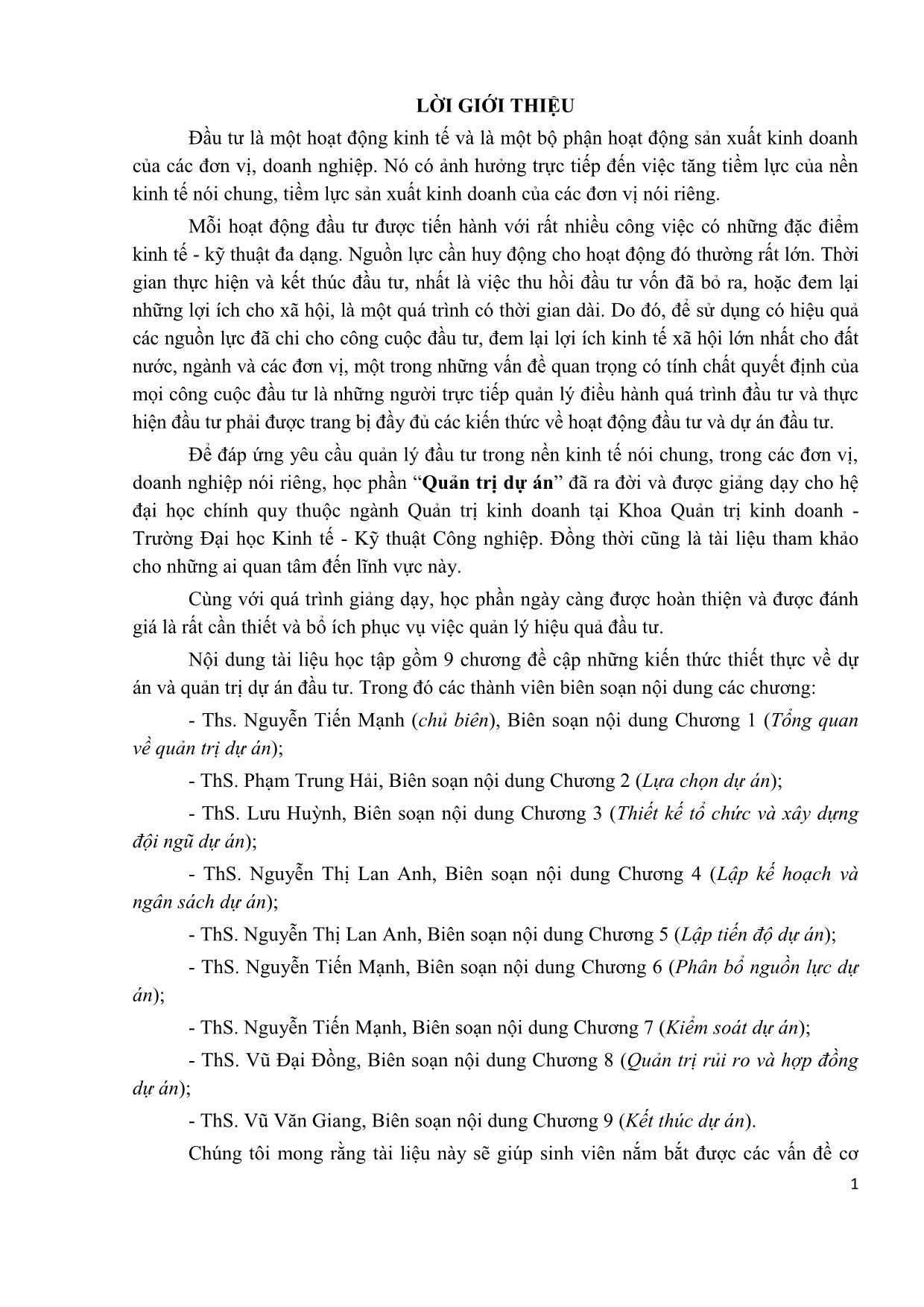 Tài liệu học tập Quản trị dự án (Phần 1) - Nguyễn Tiến Mạnh trang 7