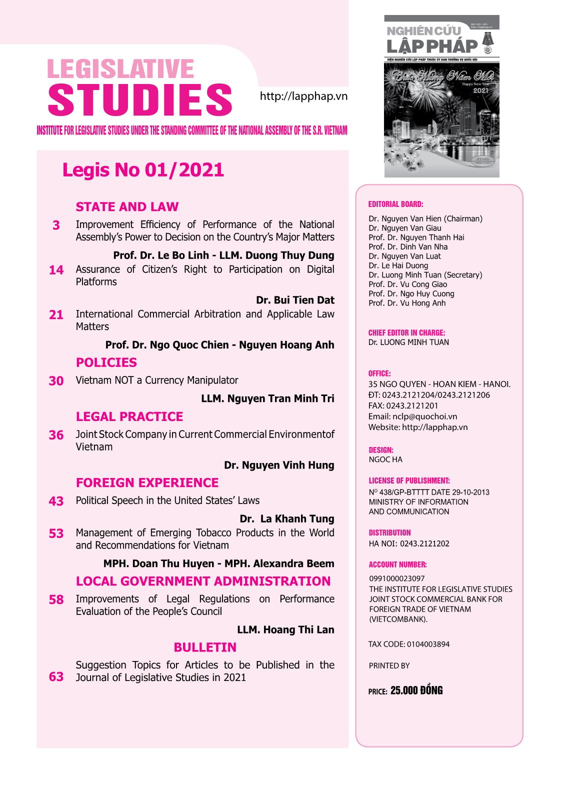 Tạp chí Nghiên cứu lập pháp - Số 01 (425) - Tháng 1/2021 trang 3