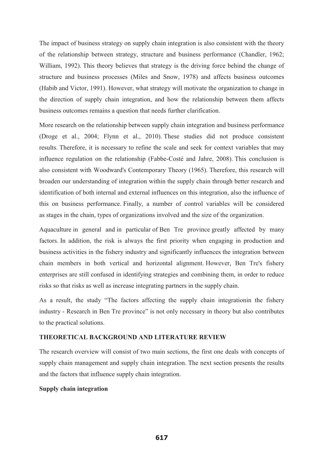 The factors affecting the supply chain integration in the fishery industry – Research in Ben Tre province trang 3