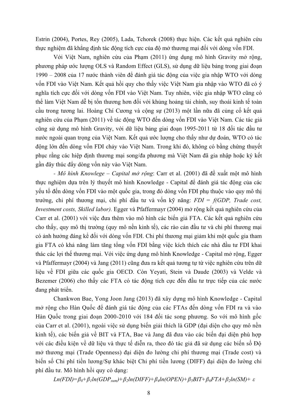 Kỷ yếu Hội thảo khoa học quốc gia năm 2020: Tác động của các hiệp định thương mại tự do thế hệ mới tới thương mại và đầu tư Việt Nam trang 8