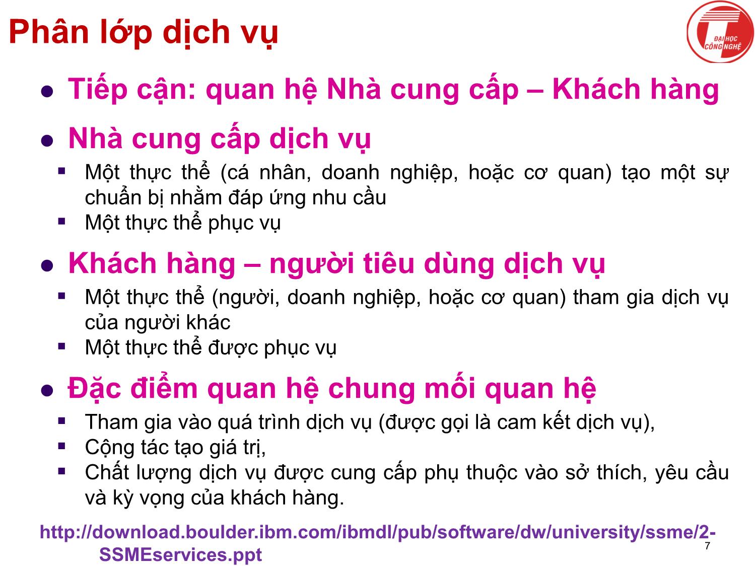 Bài giảng Khoa học dịch vụ - Chương 2: Khoa học dịch vụ là gì - Hà Quang Thụy trang 7