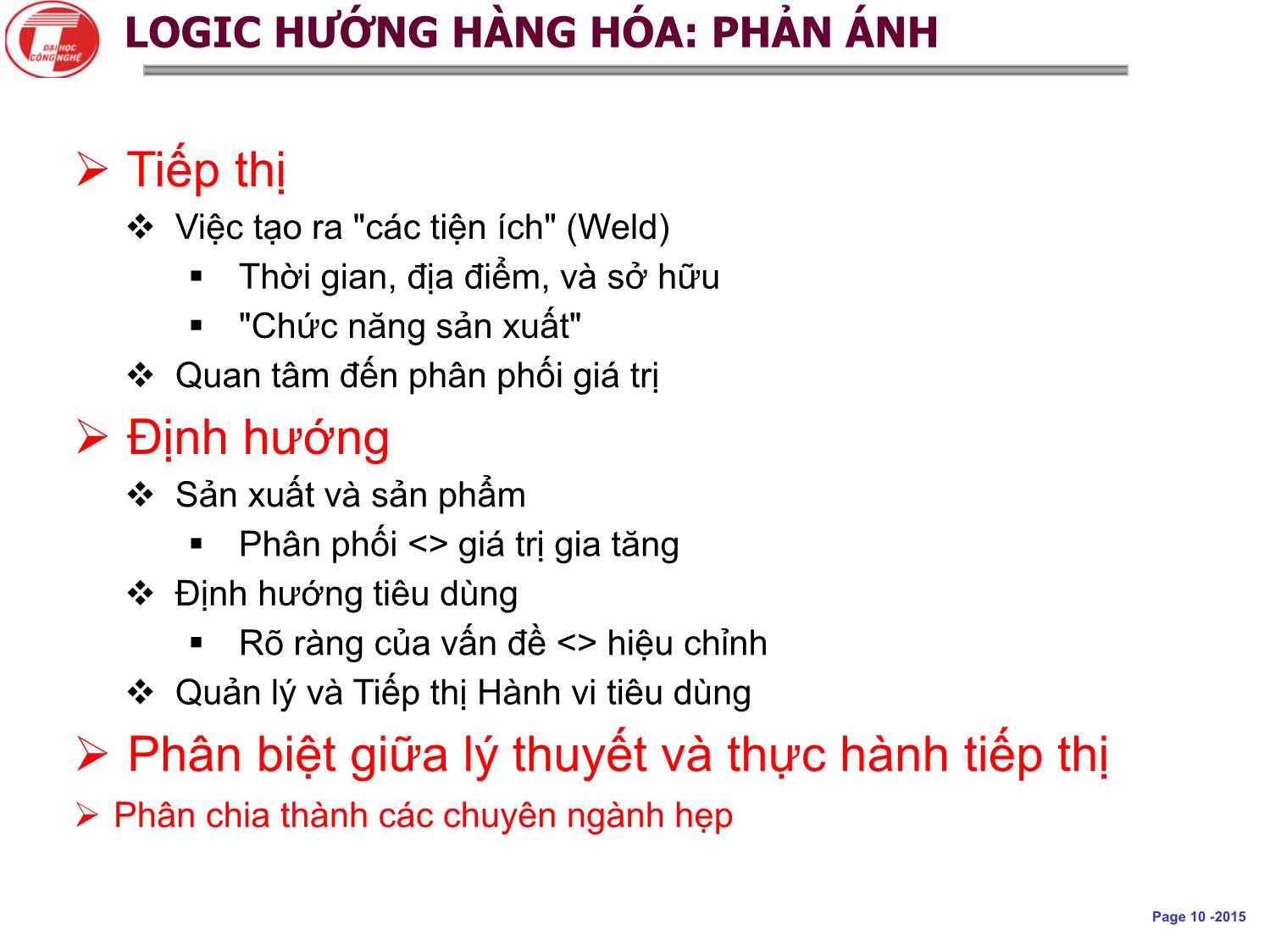 Bài giảng Khoa học dịch vụ - Chương 3: Logic hướng dịch vụ, mô hình và hệ thống khái niệm khoa học dịch vụ - Hà Quang Thụy trang 10