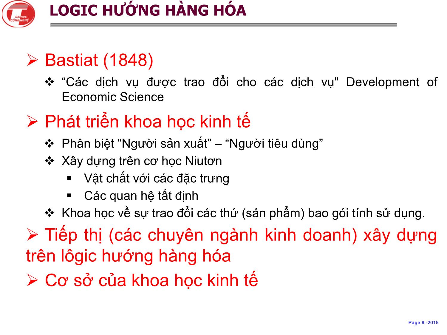 Bài giảng Khoa học dịch vụ - Chương 3: Logic hướng dịch vụ, mô hình và hệ thống khái niệm khoa học dịch vụ - Hà Quang Thụy trang 9