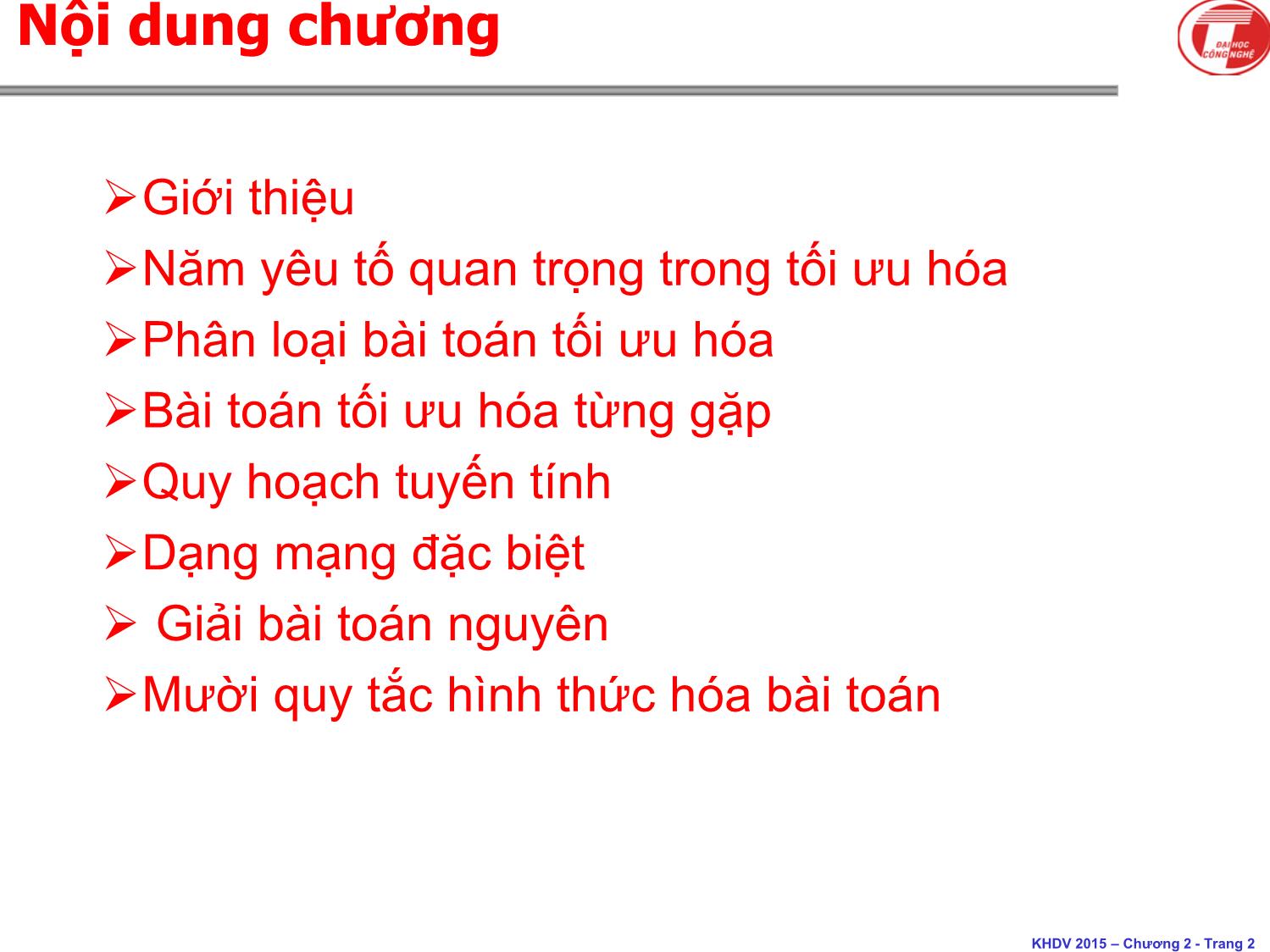 Bài giảng Khoa học dịch vụ - Chương 4: Tối ưu hóa trong dịch vụ - Hà Quang Thụy trang 2