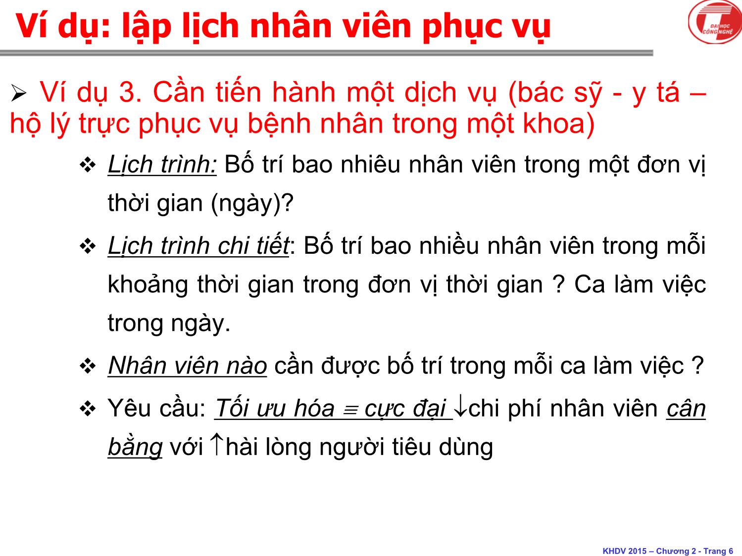 Bài giảng Khoa học dịch vụ - Chương 4: Tối ưu hóa trong dịch vụ - Hà Quang Thụy trang 6