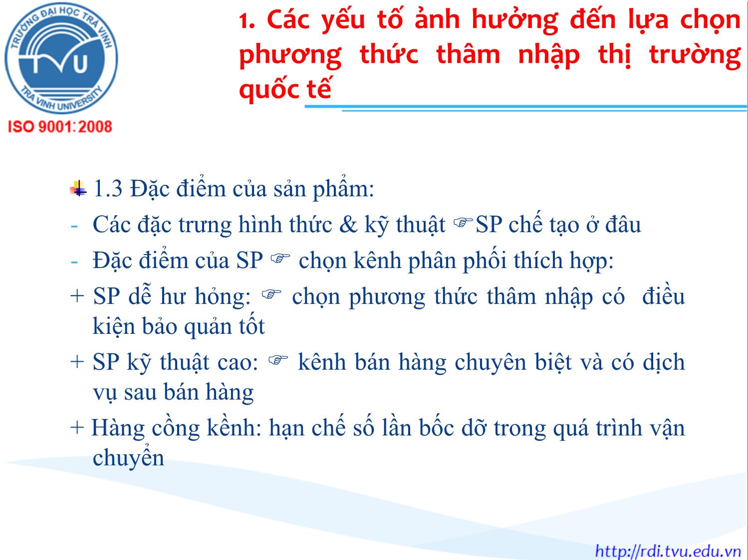 Bài giảng Marketing quốc tế - Chương 6: Thâm nhập & mở rộng thị trường quốc tế - Lê Thanh Minh trang 6