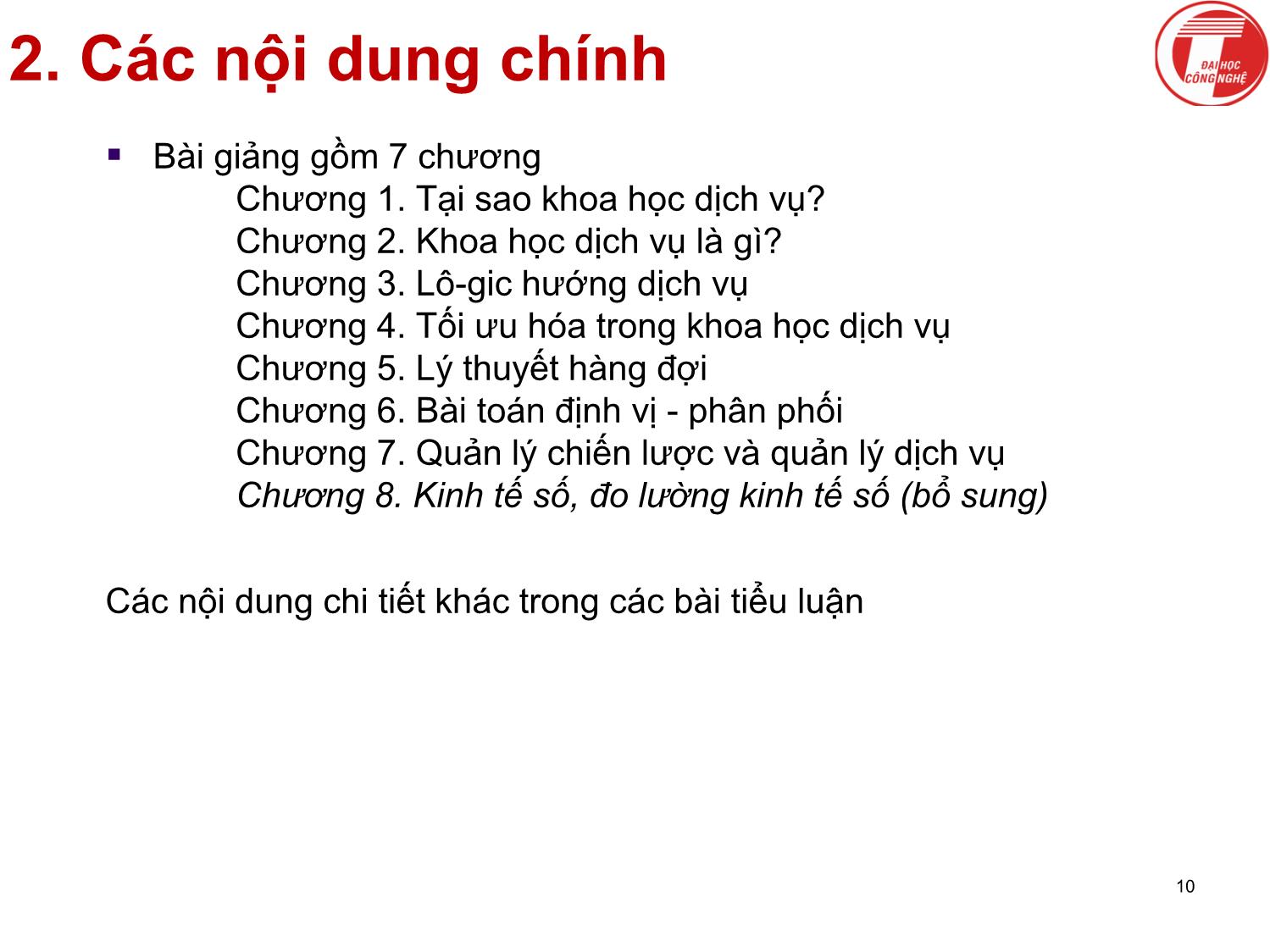 Bài giảng Khoa học dịch vụ - Chương mở đầu: Giới thiệu môn học - Hà Quang Thụy trang 10