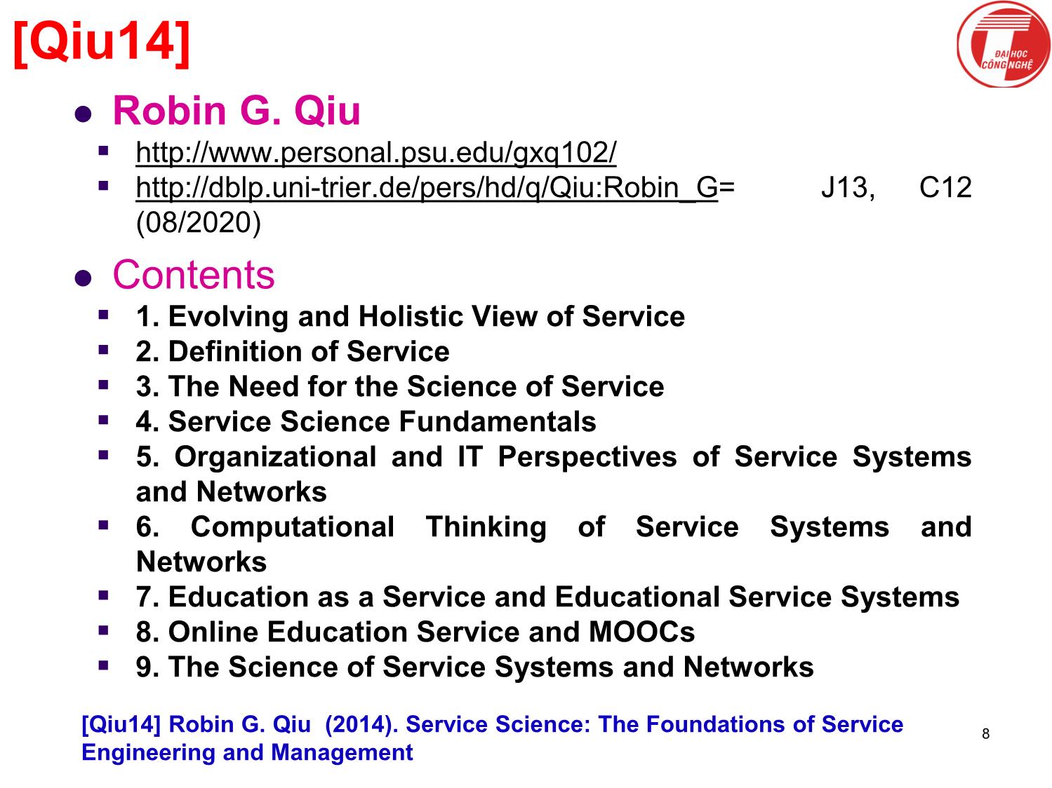 Bài giảng Khoa học dịch vụ - Chương mở đầu: Giới thiệu môn học - Hà Quang Thụy trang 8