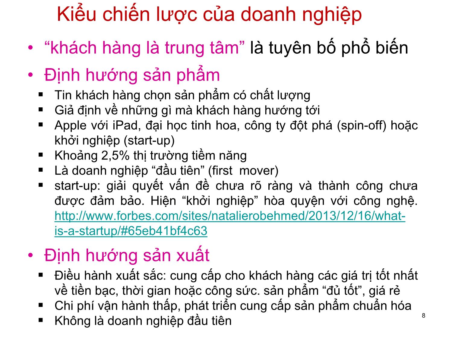 Bài giảng Khoa học dịch vụ - Chương 7: Quản lý chiến lược và quản lý dịch vụ - Hà Quang Thụy trang 8