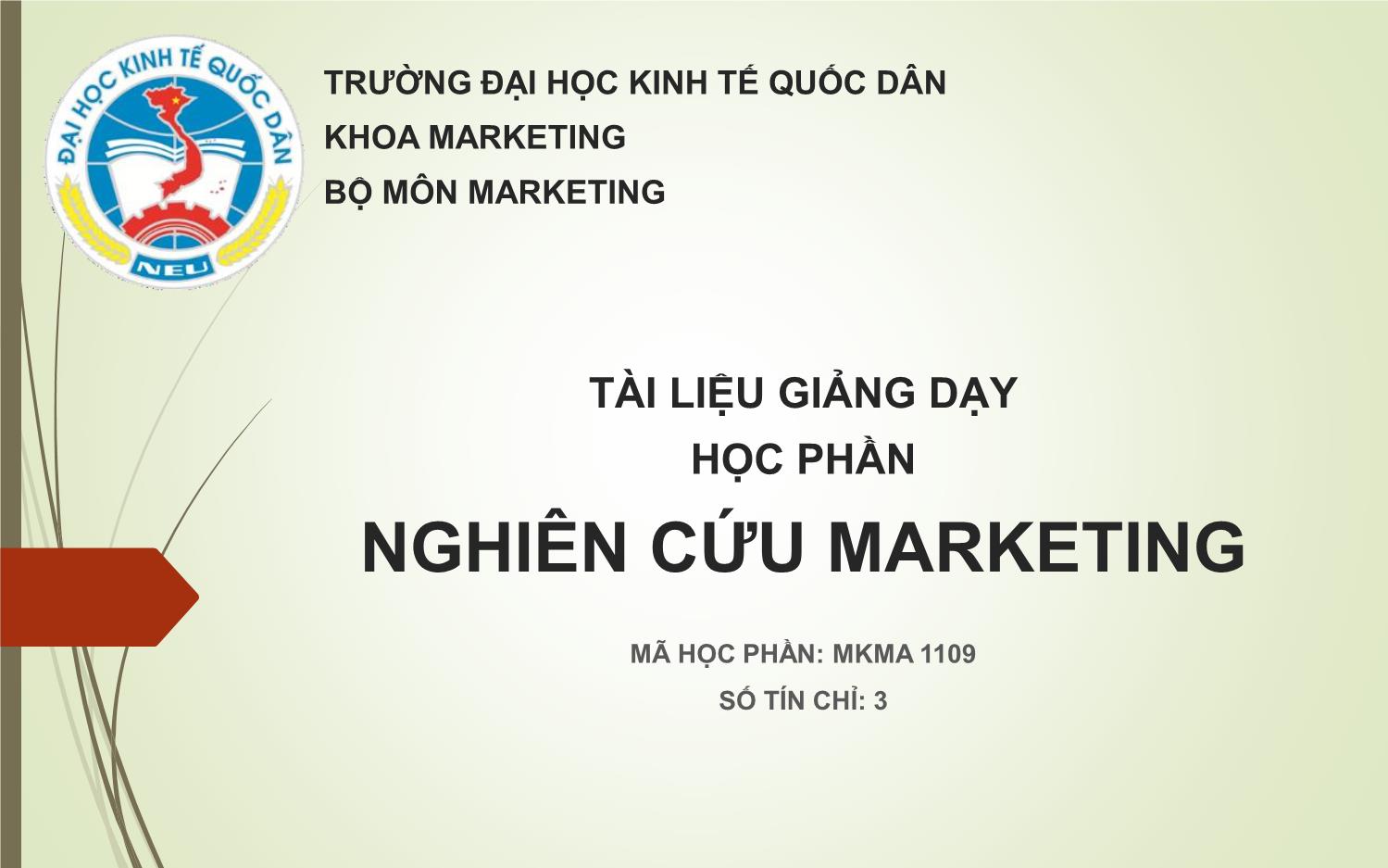 Bài giảng Nghiên cứu marketing (Bản đẹp) trang 1