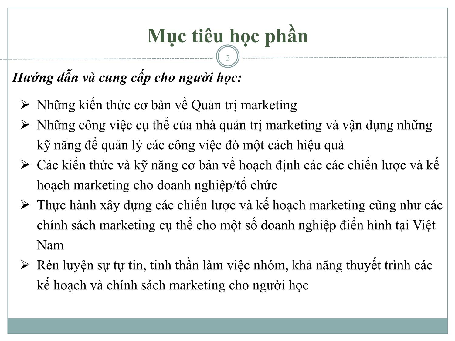 Bài giảng Quản trị Marketing trang 2