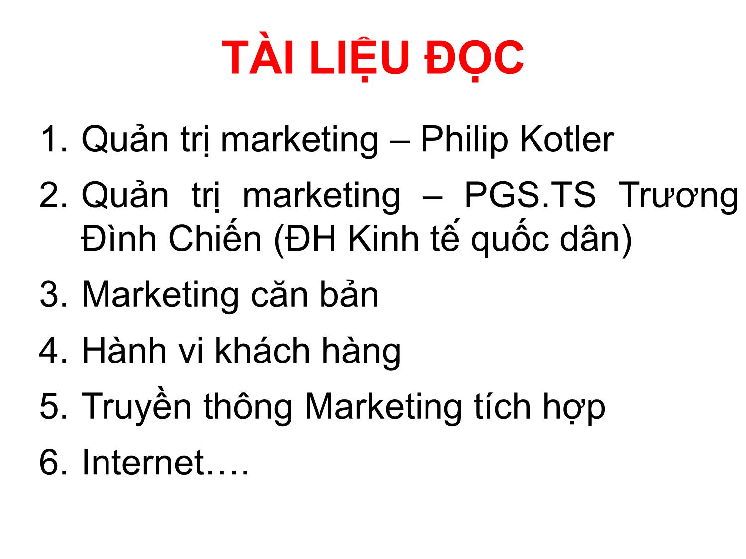 Bài giảng Quản trị marketing - Chương 1: Tổng quan về Quản trị marketing - Nguyễn Thị Phương Dung trang 3