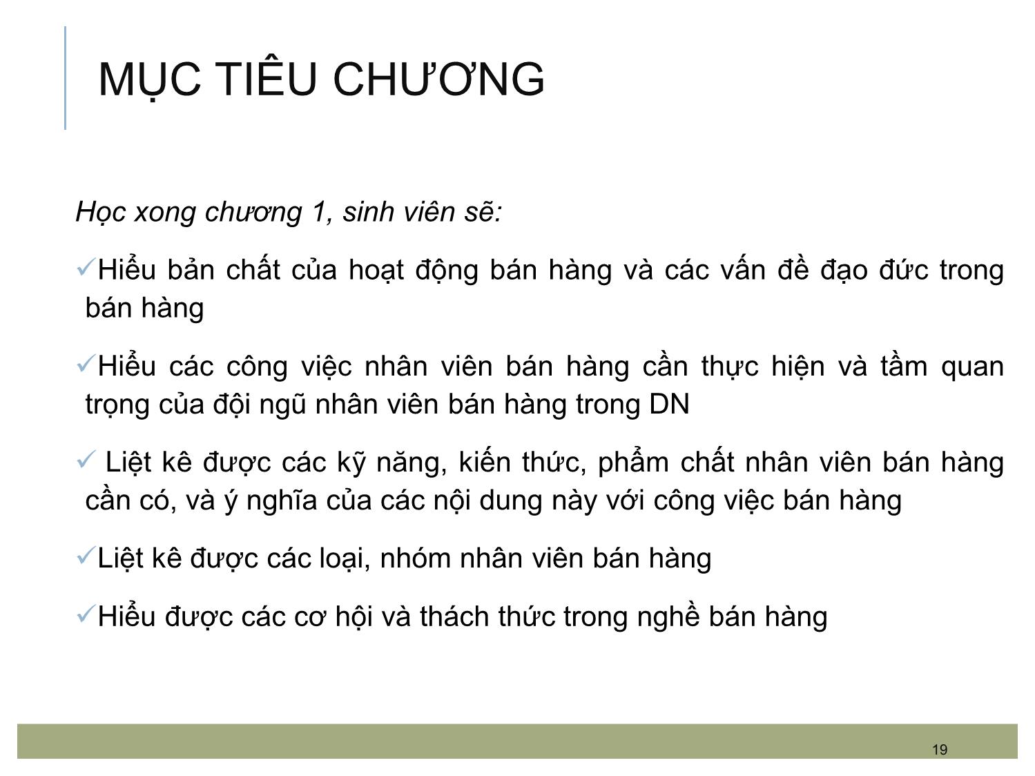 Bài giảng Kỹ năng bán hàng - Chương 1: Bán hàng và nhân viên bán hàng trong doanh nghiệp trang 2