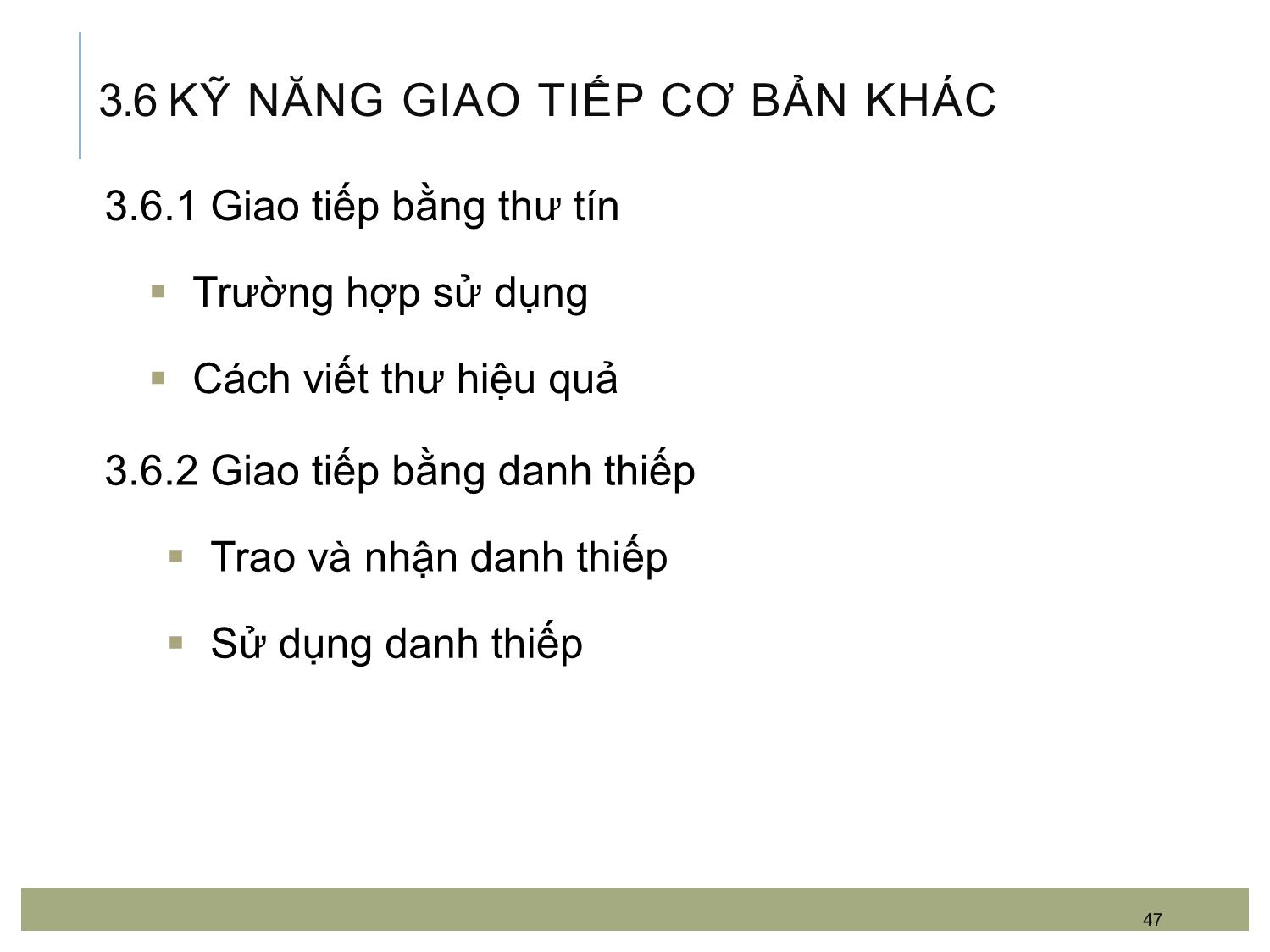 Bài giảng Kỹ năng bán hàng - Chương 3: Kỹ năng giao tiếp trong bán hàng trang 10