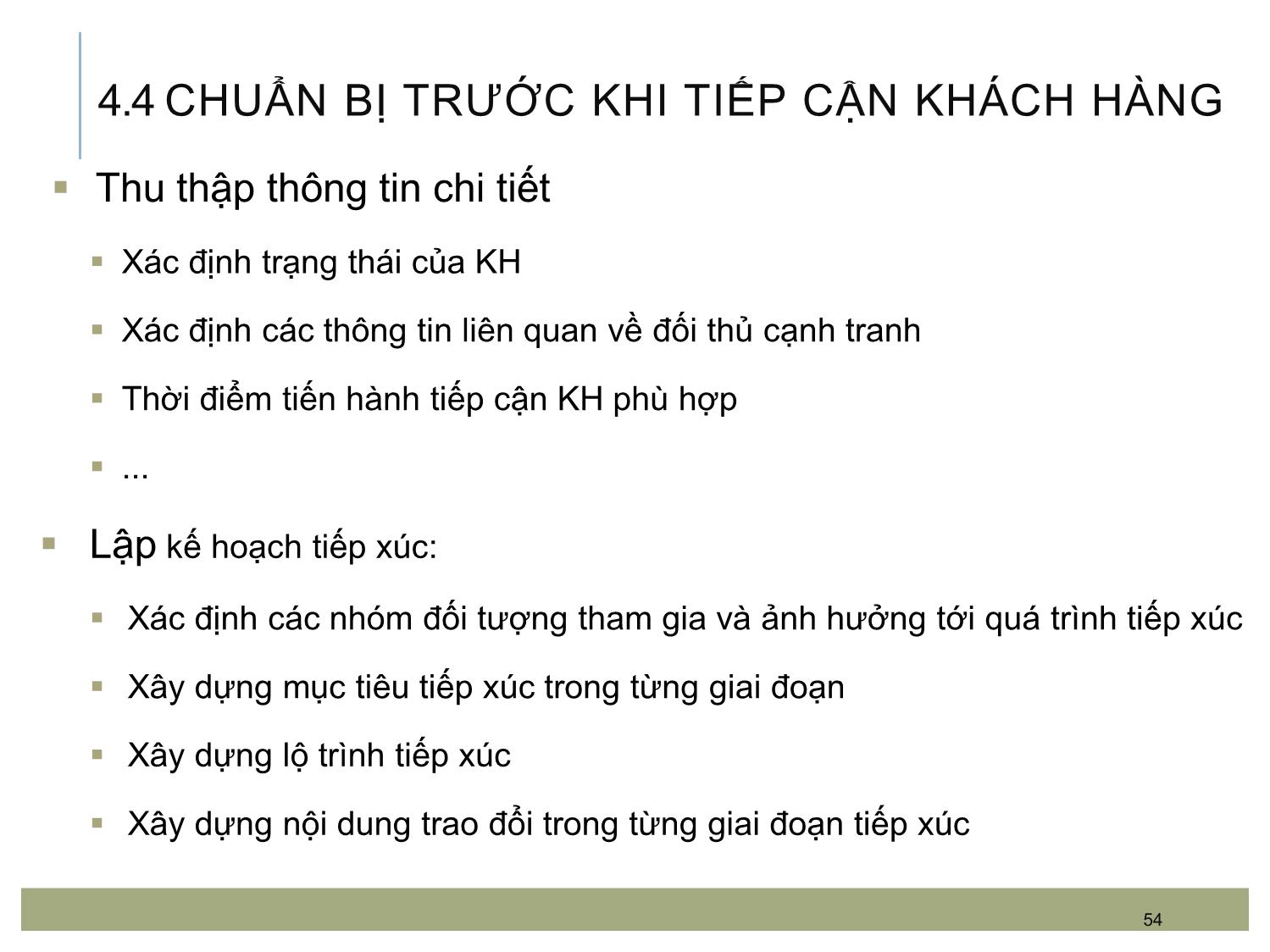 Bài giảng Kỹ năng bán hàng - Chương 4: Các kỹ năng trong giai đoạn trước chào bán sản phẩm trang 7