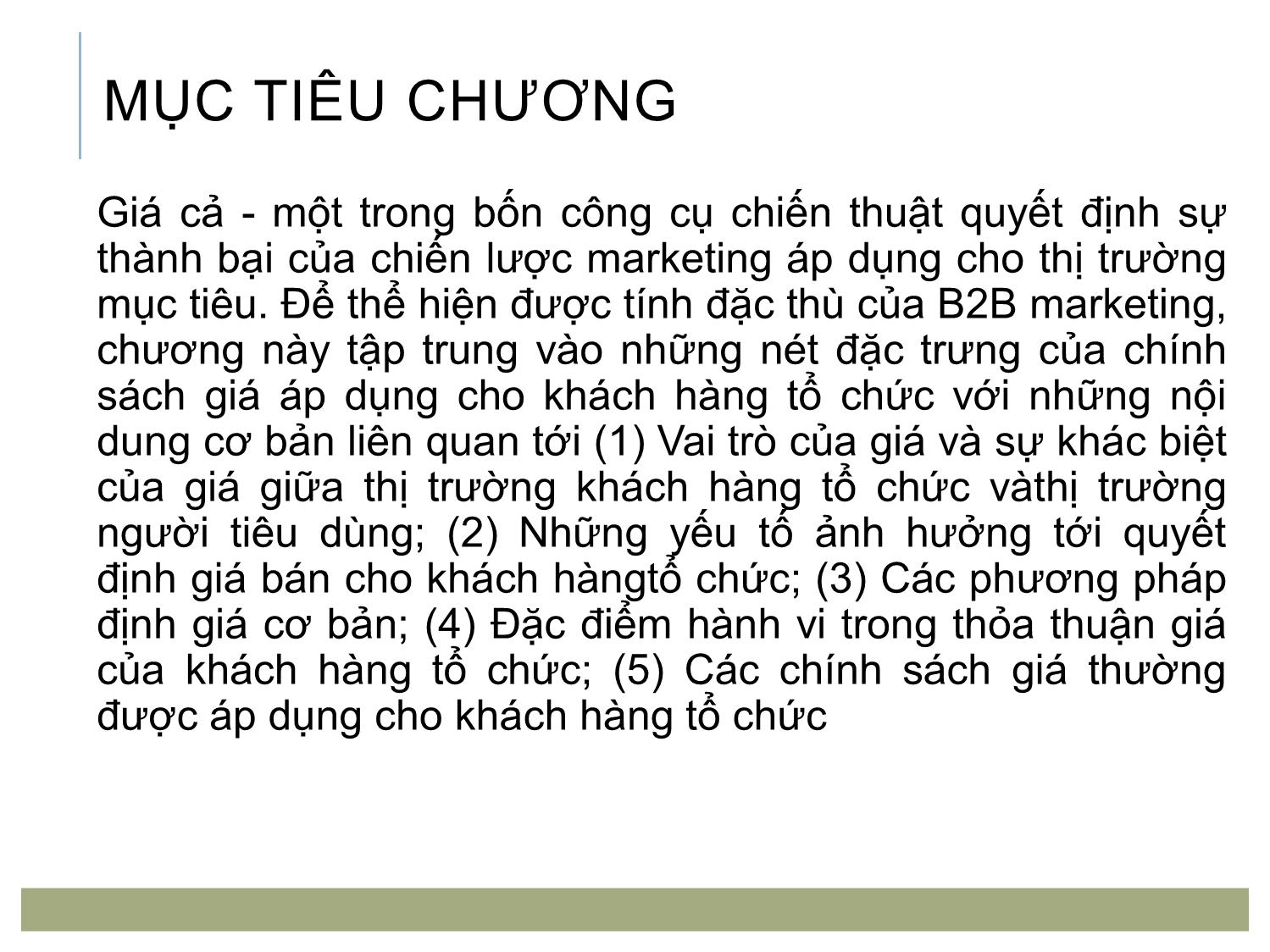 Bài giảng Marketing tới khách hàng tổ chức - Chương 5: Quyết định giá trang 2