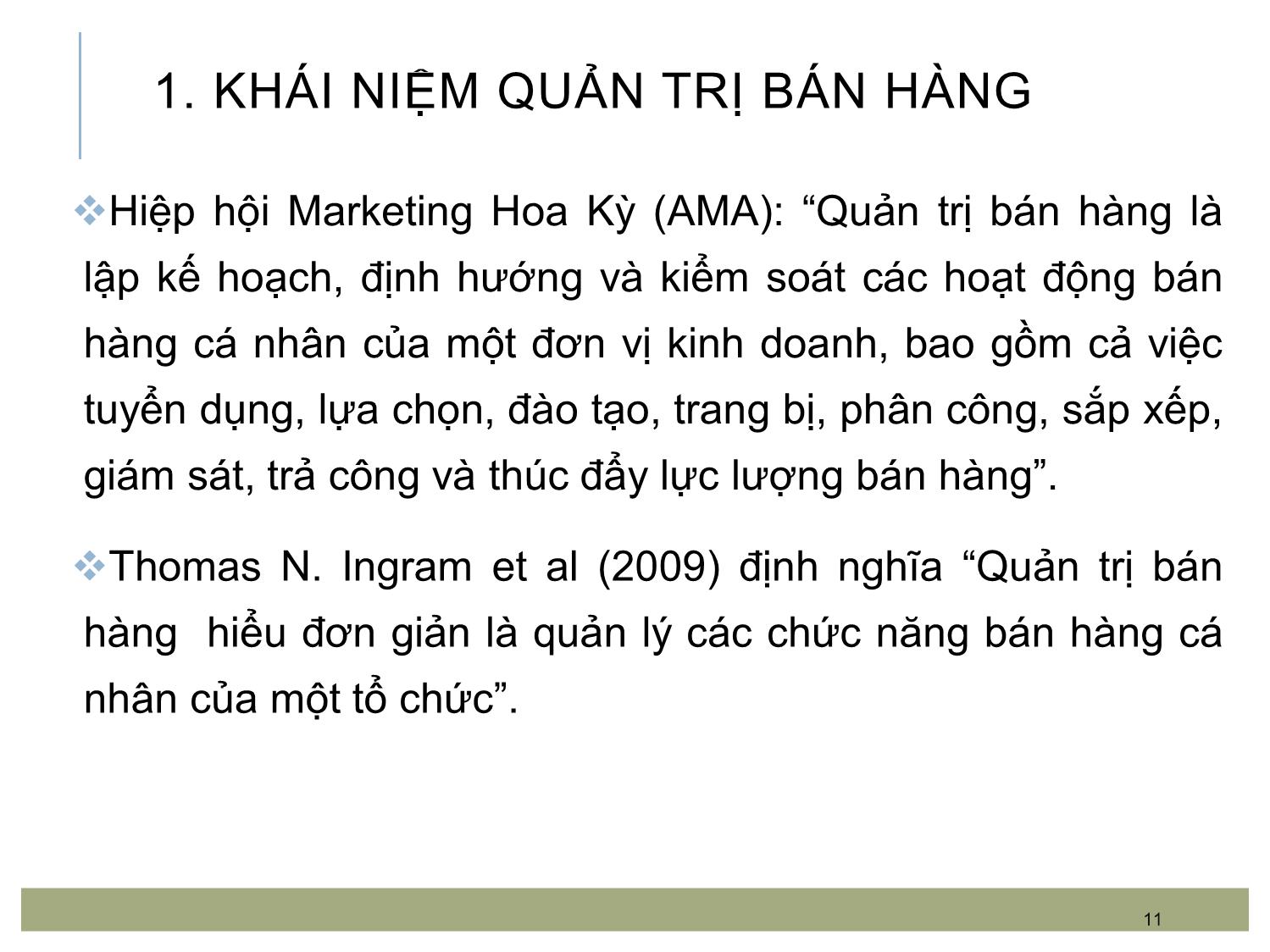 Bài giảng Quản trị bán hàng - Chương 1: Khái quát về quản trị bán hàng trang 2