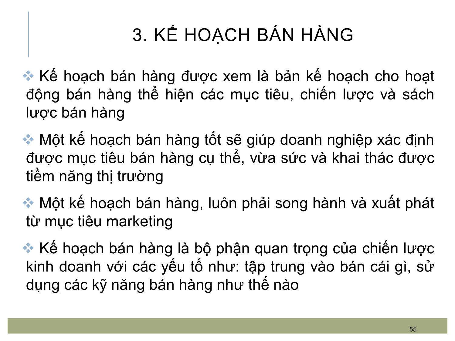 Bài giảng Quản trị bán hàng - Chương 3: Xây dựng kế hoạch và xây dựng ngân sách bán hàng trang 4