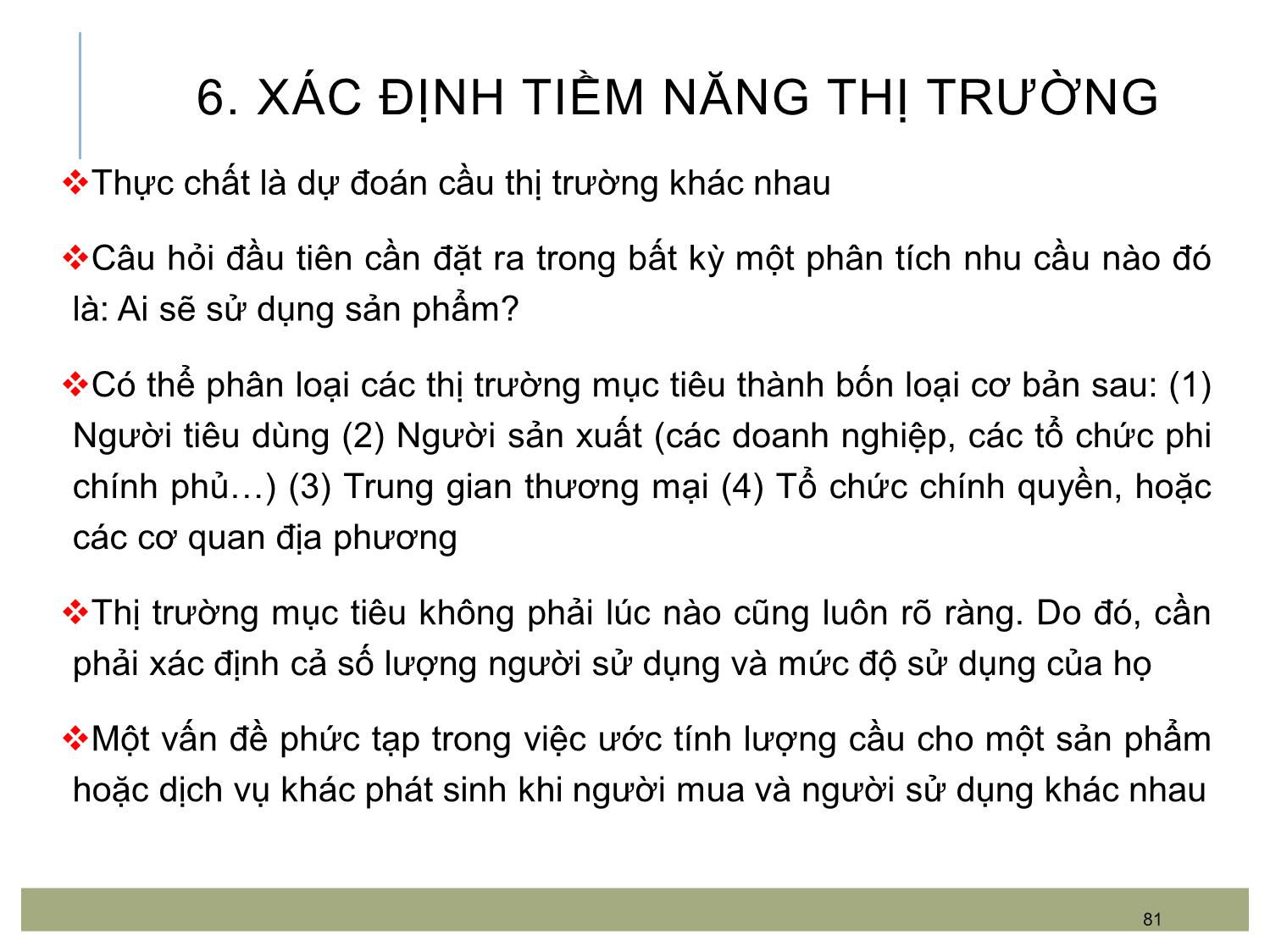 Bài giảng Quản trị bán hàng - Chương 4: Đánh giá tiềm năng thị trường và dự báo lượng bán trang 7